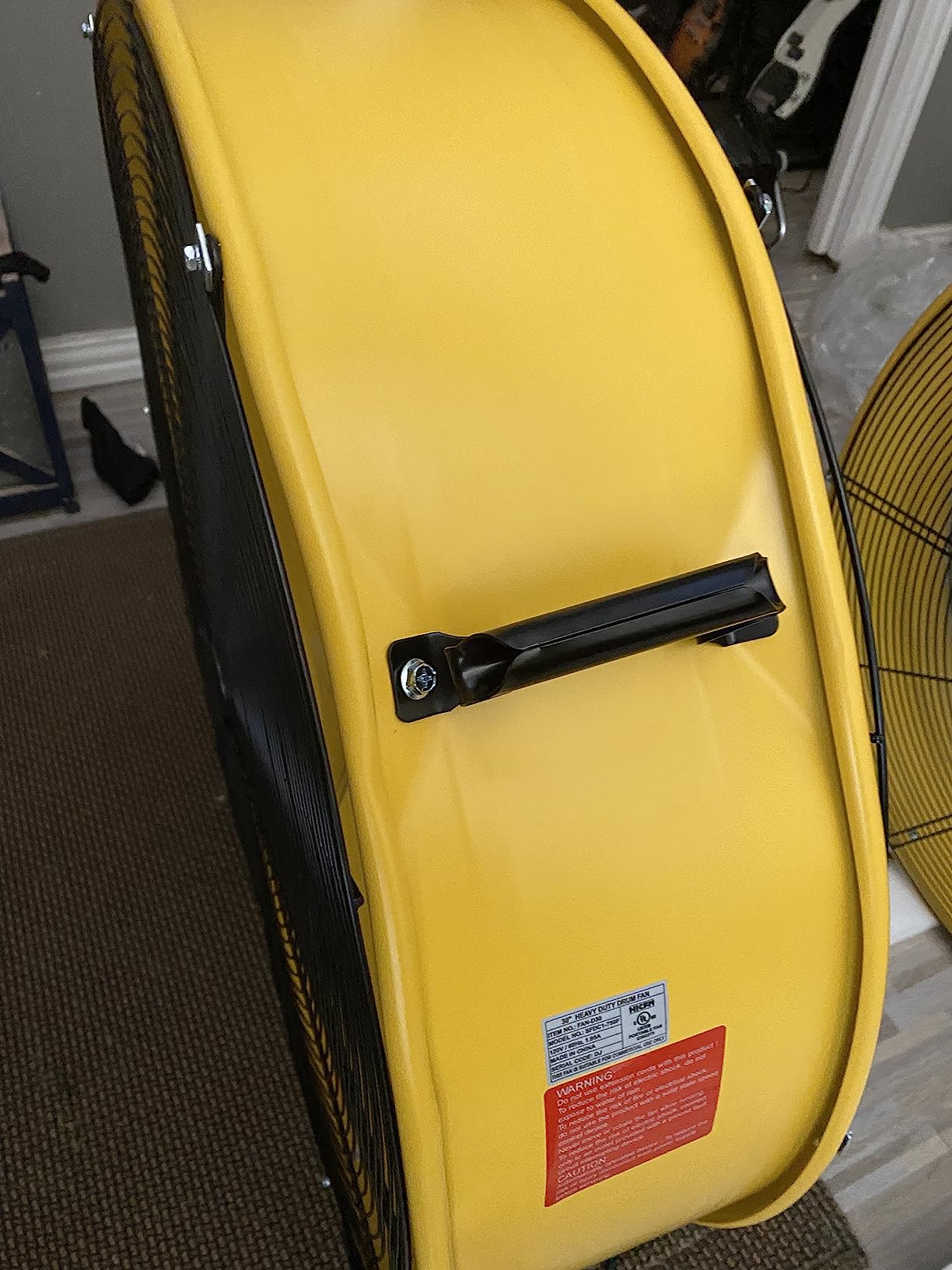 HiCFM 13000 CFM 30 inch Heavy Duty High Velocity Barrel Floor Drum Fan, 1/3HP Motor, 9ft Cord, 5in Solid Wheels, UL Safety Listed customer photo 2