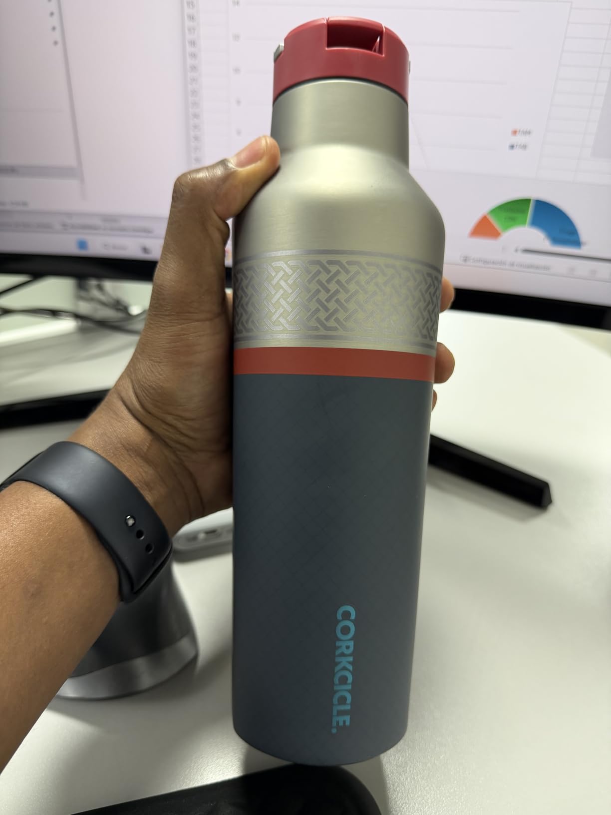Corkcicle Marvel Sport Canteen - Triple-Insulated Stainless Steel Water Bottle - Straw Cap & Folding Metal Handle - Thor - 20 oz customer photo 2