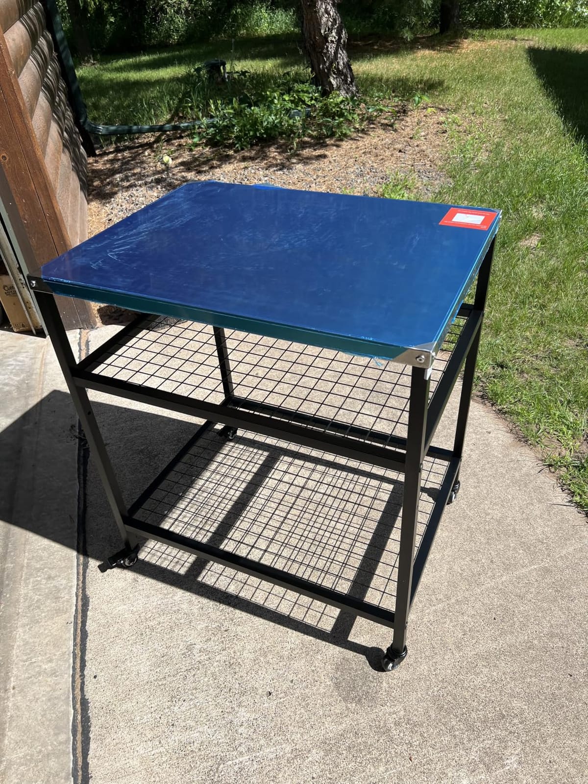 Stainless Steel Outdoor Grill Cart Pizza Oven Stand Trolley Table with Wheels Three-Shelf Movable Food Prep and Work Table Heavy Duty Grill Carts Outdoor Cart 31.5