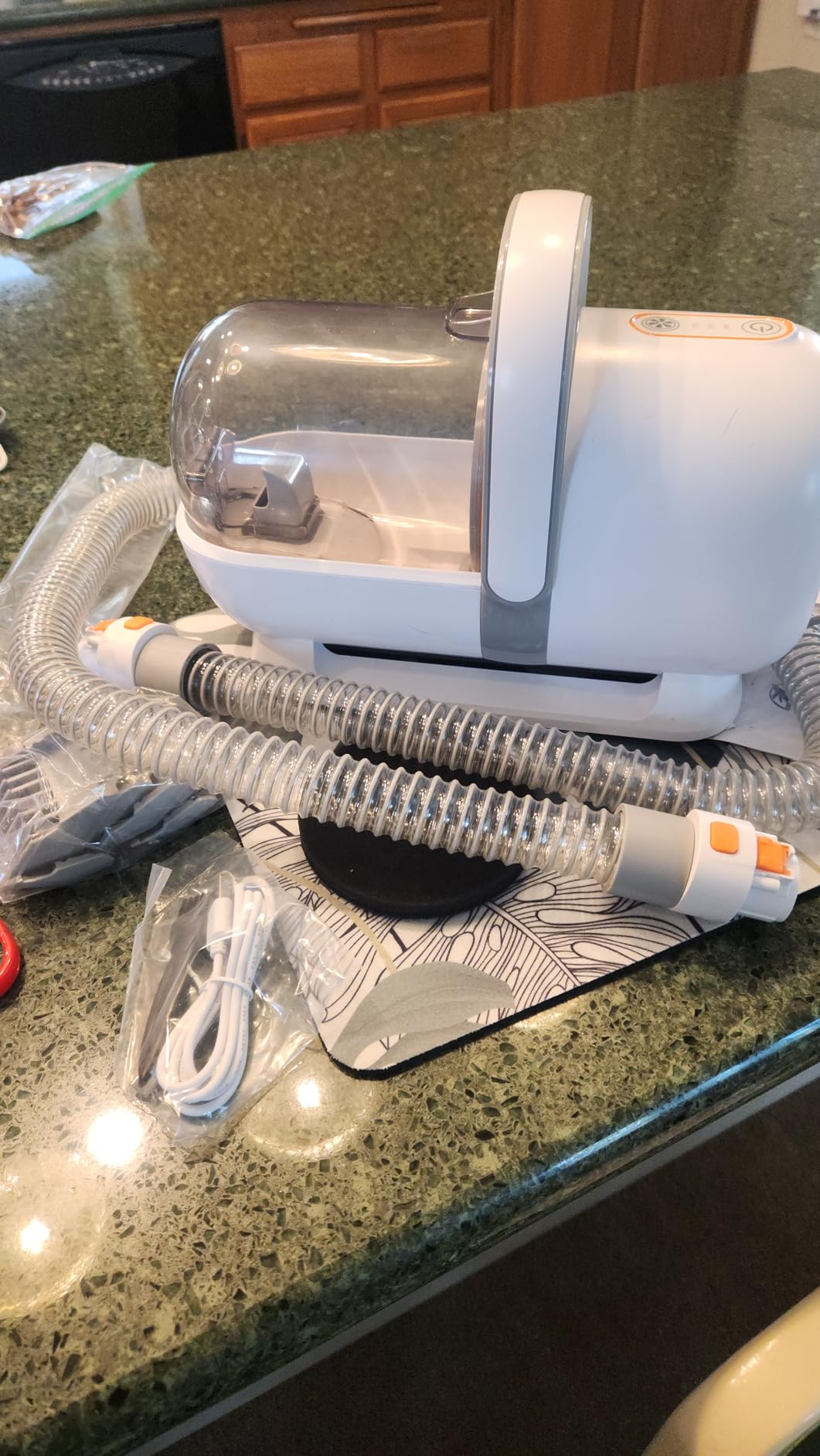 Afloia 6-in-1 Dog Grooming Vacuum Kit, Pet Clipper & Nail Grinder, White | All-in-one grooming covers brushing, clipping, trimming and nail care, 1.5L dust cup, 3 suction levels, low-noise comfort customer photo 1