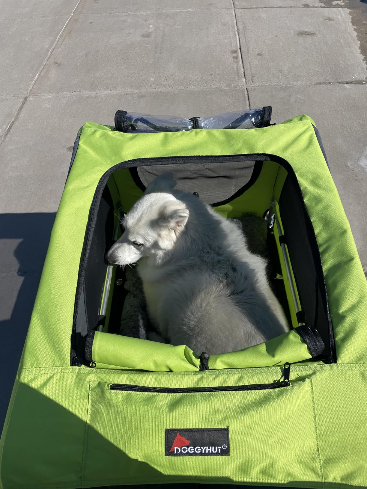 DOGGYHUT Premium X Large Pet Bike Trailer Up to 100 lbs (Gray) - Bicycle Trailer for Small Medium or Large Dogs, Dog Bicycle Carrier, Low Center of Gravity, Folding Frame Cart customer photo 1