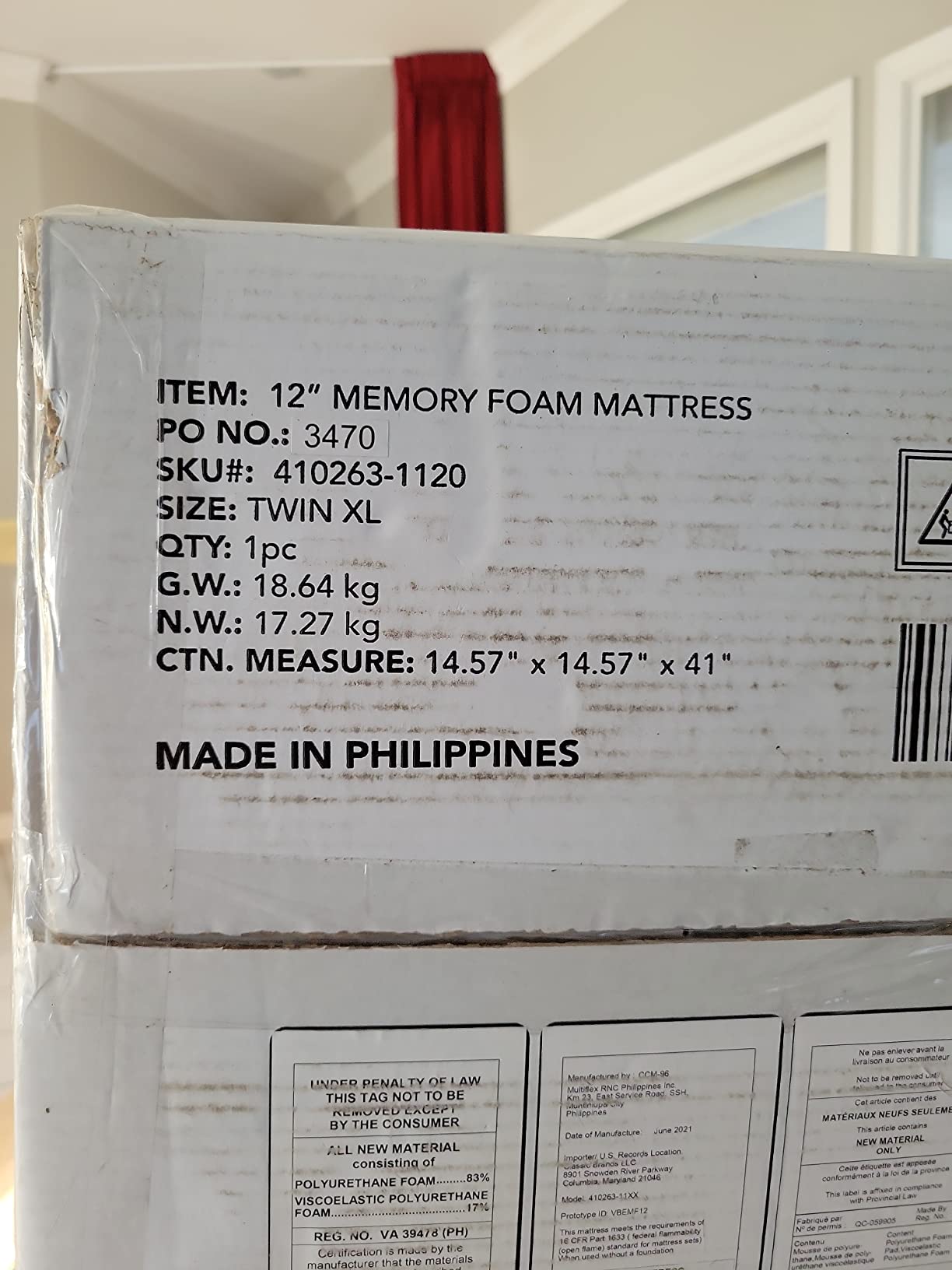 Vibe Gel Memory Foam 12-Inch Mattress with Bonus Mattress Protector| CertiPUR-US Certified | Bed-in-a-Box, Twin XL, White customer photo 1