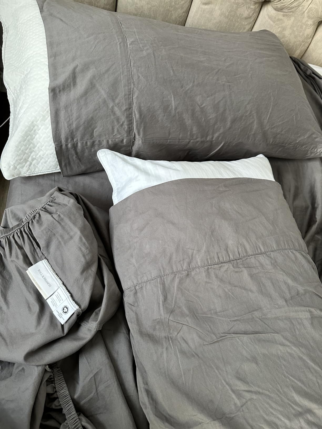 BOLL & BRANCH Signature Hemmed Sheet Set, King + Standard, White customer photo 2