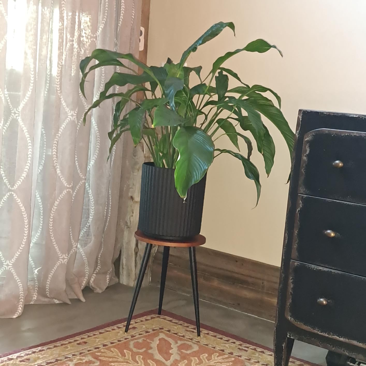 KINNARY Tall Plant Stand Indoor, Mid Century Wood Plant Stand Plant Table for Flower Pots, Heavy Duty Metal Plant Holder, Modern Home Decor Small Round Side End Table (11.8