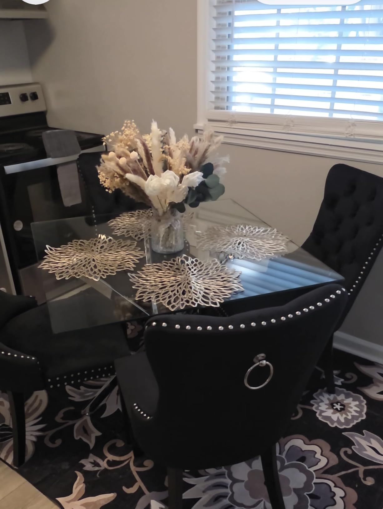 100pcs Artificial Flowers Arrangement With Vase, Dining Table Centerpiece | Dried Pampas Grass Floral Centerpieces Decorations, Fake Flowers in Vase, Coffee Table Decor customer photo 1