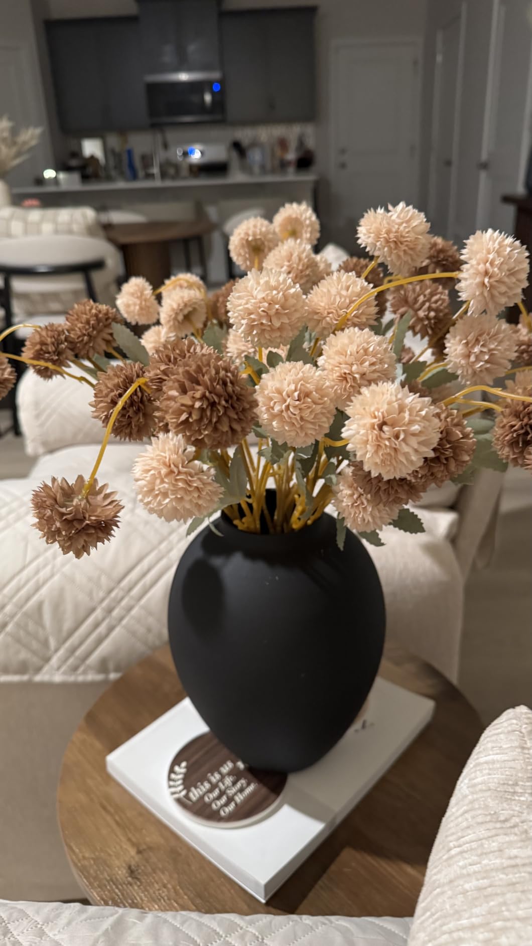 100pcs Artificial Flowers Arrangement With Vase, Dining Table Centerpiece | Dried Pampas Grass Floral Centerpieces Decorations, Fake Flowers in Vase, Coffee Table Decor customer photo 2