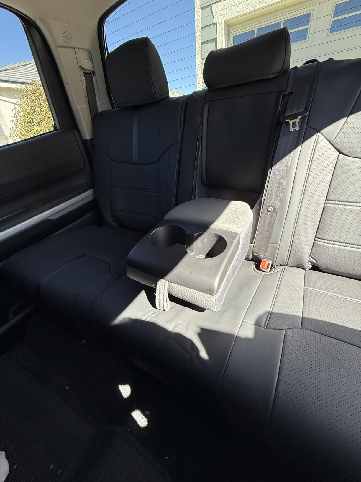 Super Cover for Toyota Tundra Seat Covers 2014-2021 (CrewMax only), Full Covered Leather Seat Protectors for Tundra Truck Car Accessories with Carbon Fiber customer photo 1