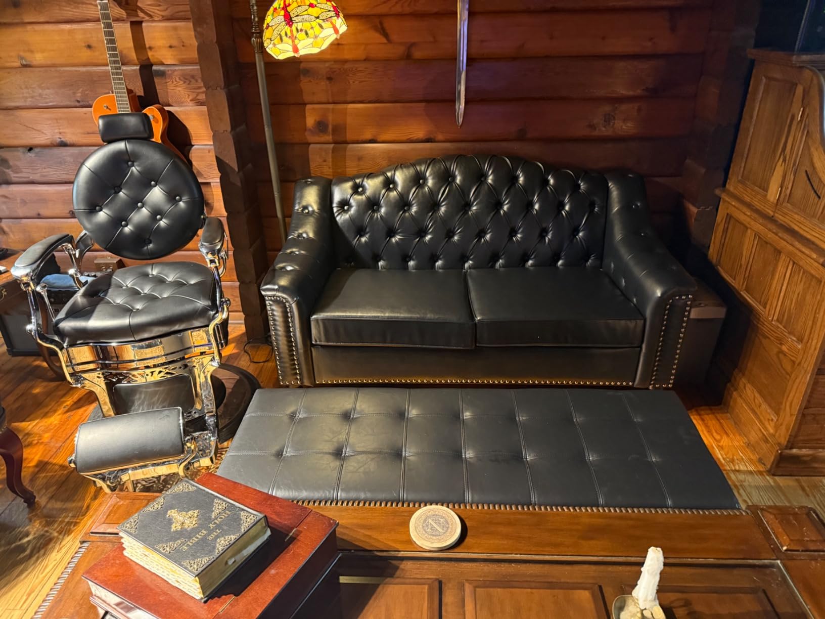 LEVNARY Mid-Century Modern Leather Couch, 80