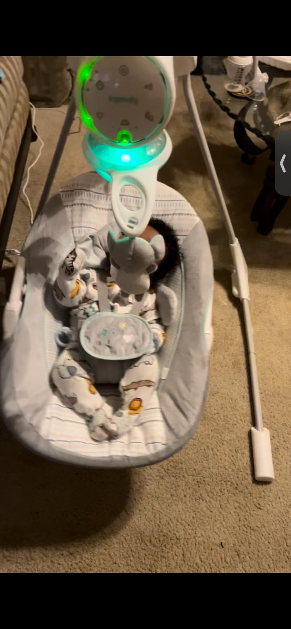 Ingenuity InLighten 5-Speed Baby Swing - Swivel Infant Seat, 5 Point Safety Harness, Nature Sounds, Lights - Nally Owl customer photo 2