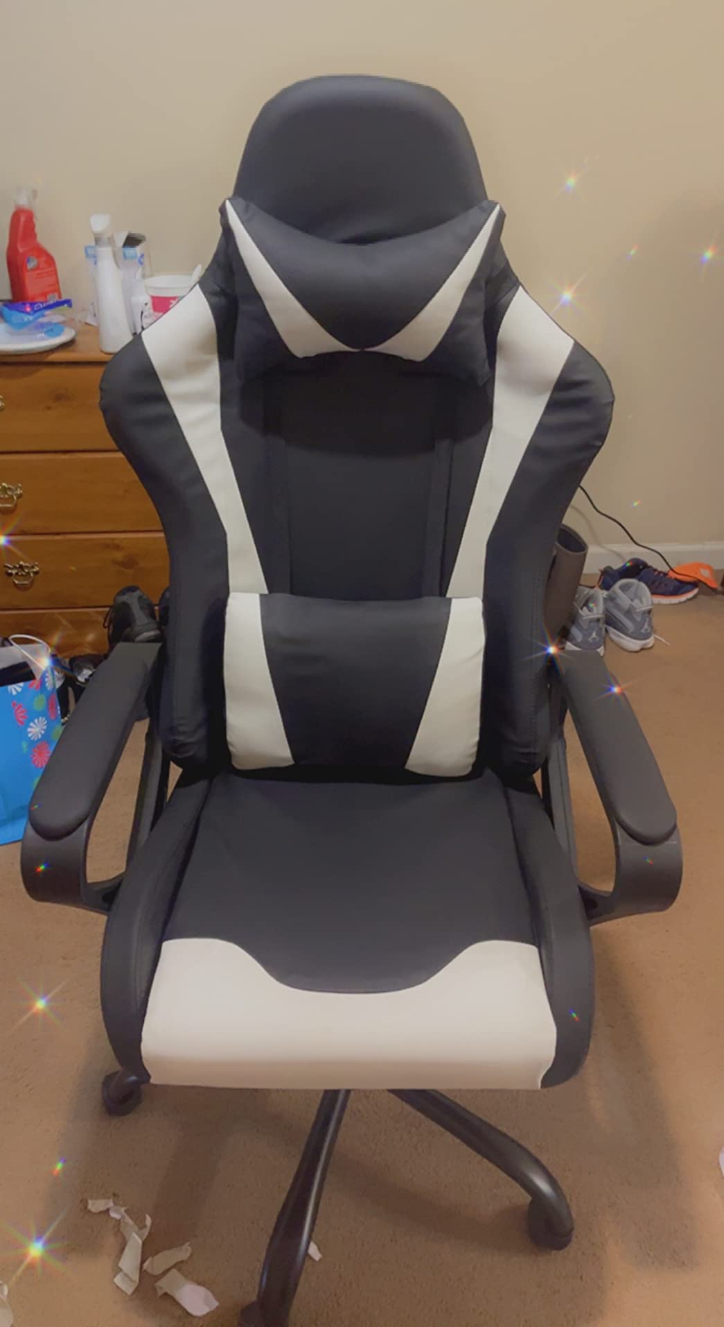 Gaming Chair, High-Back Ergonomic Home Office Chairs for Kids, White | Height Adjustable Video Game Chair, Reclining Computer Chairs with Lumbar Support Armrest Headrest for Adults customer photo 2