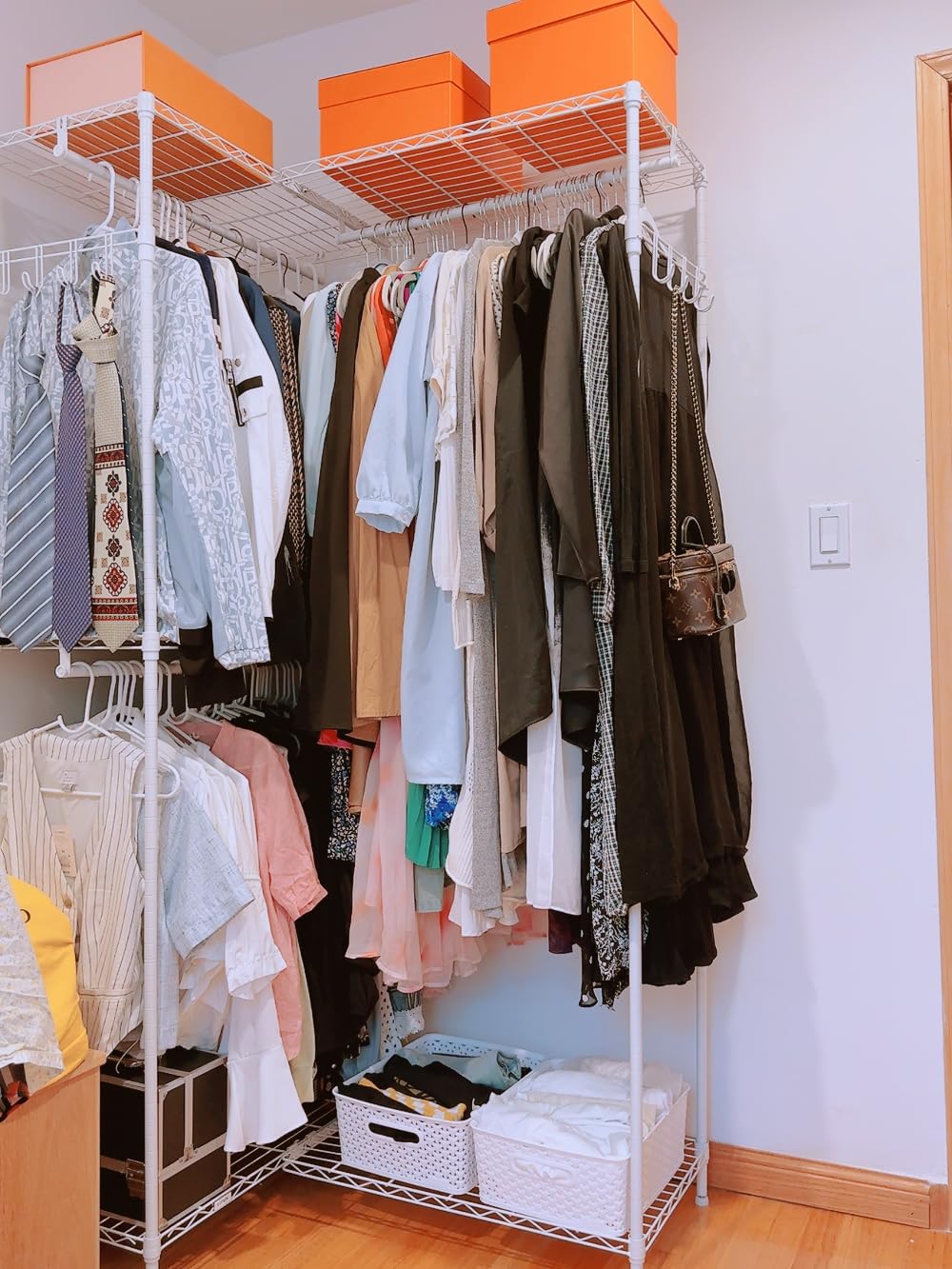 VIPEK L4 Clothing Rack for Hanging Clothes Heavy Duty Closet for Corner | L Shaped Closet System, Multiple Hanging Rods, Adjustable Wire Shelving/Side Hooks, Load 810lbs for Walk-in Closet, Black customer photo 1