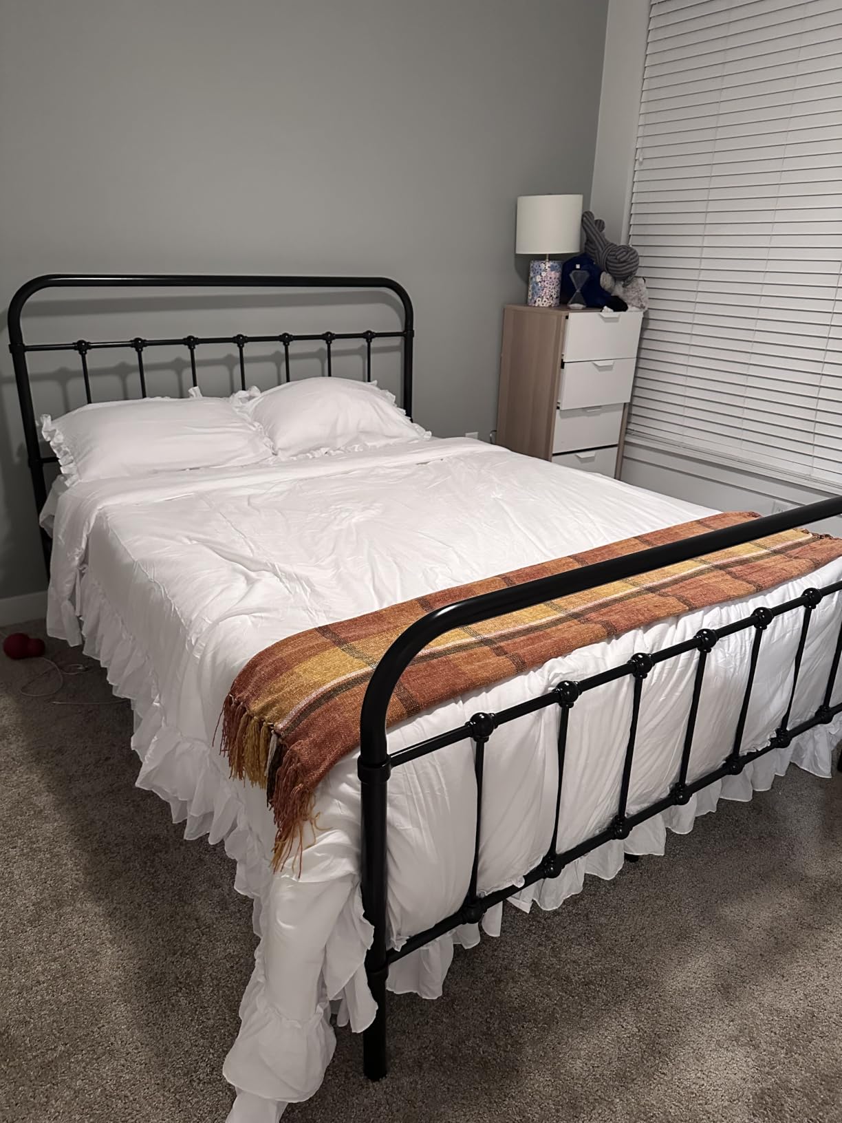 Allewie Queen Metal Bed Frame with Victorian Iron-Art Headboard, Black | Victorian Style Wrought Iron-Art Headboard/Footboard, Easy Assembly, Under Bed Storage, No Box Spring Required customer photo 1
