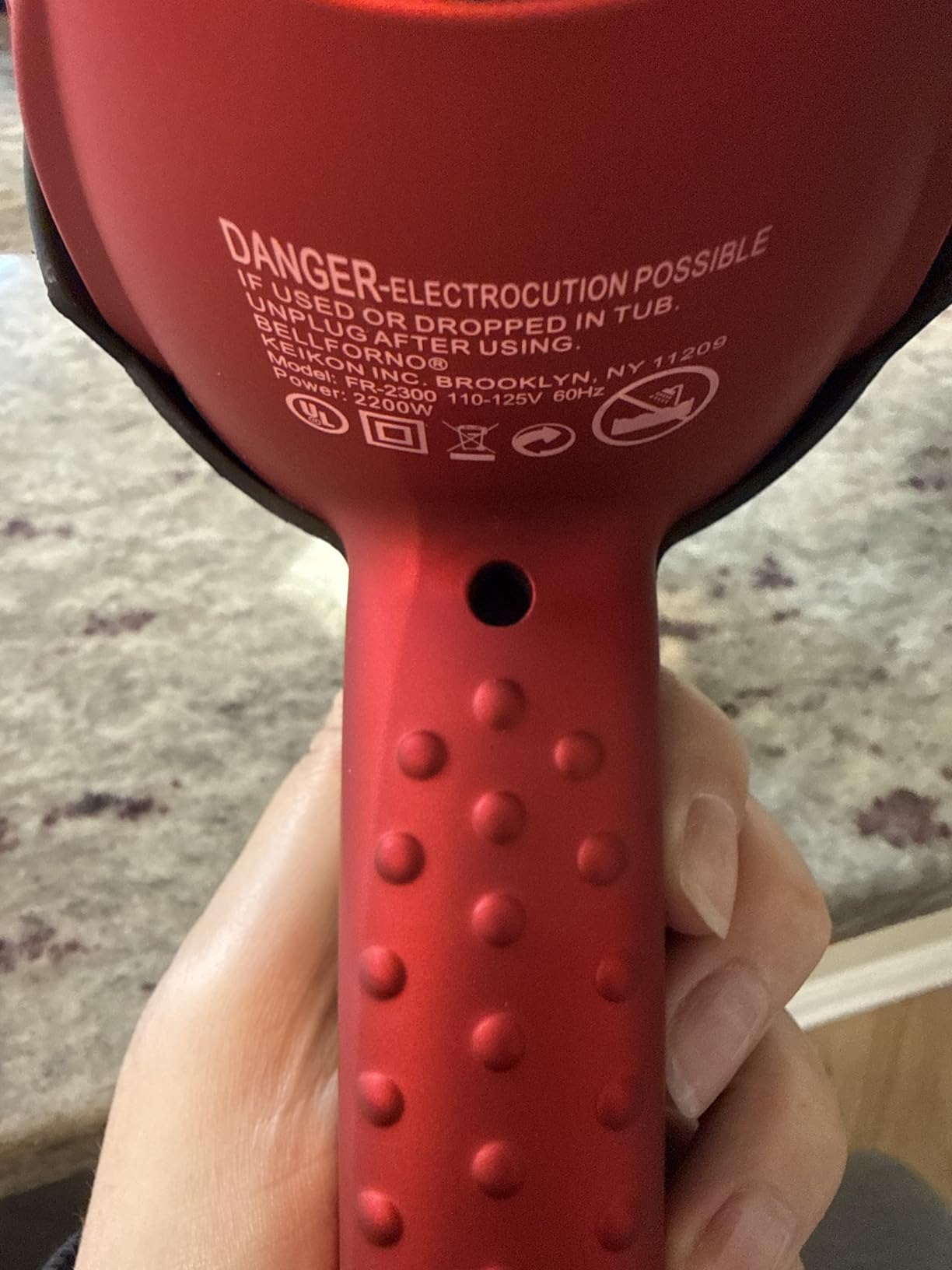 Professional 2200W Diffuser Hair Dryer for Curly and Natural Wavy Hair, Low Noise Negative Ionic Blow Dryer with Diffuser, The New Upgraded Motor & Ceramic Technology for Fast Drying by BELLFORNO customer photo 2