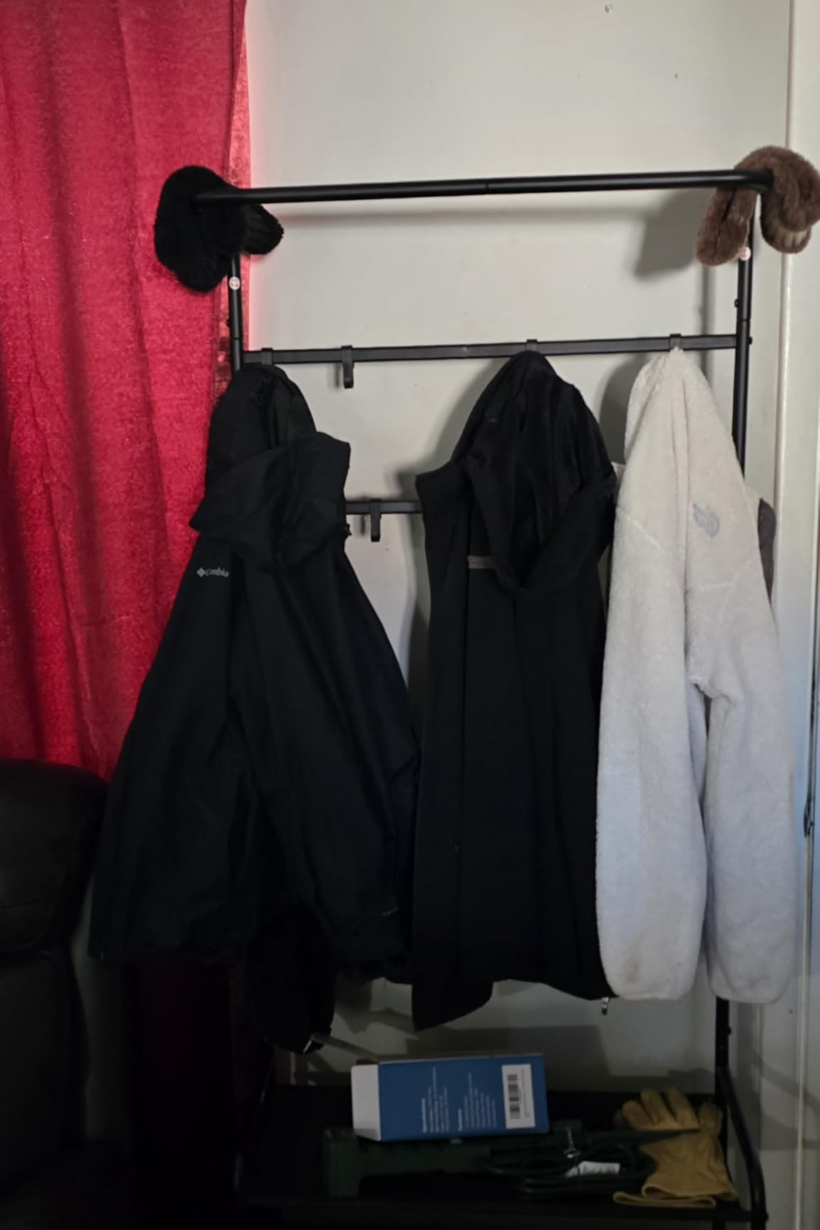 Simple Houseware Coat Rack with Shelf, Standing Hall Tree with Hooks, Black | For Entryway, Bedroom, Office, Black Metal Clothes Hanger Stand for Coats, Hats, Jackets, Bags customer photo 2