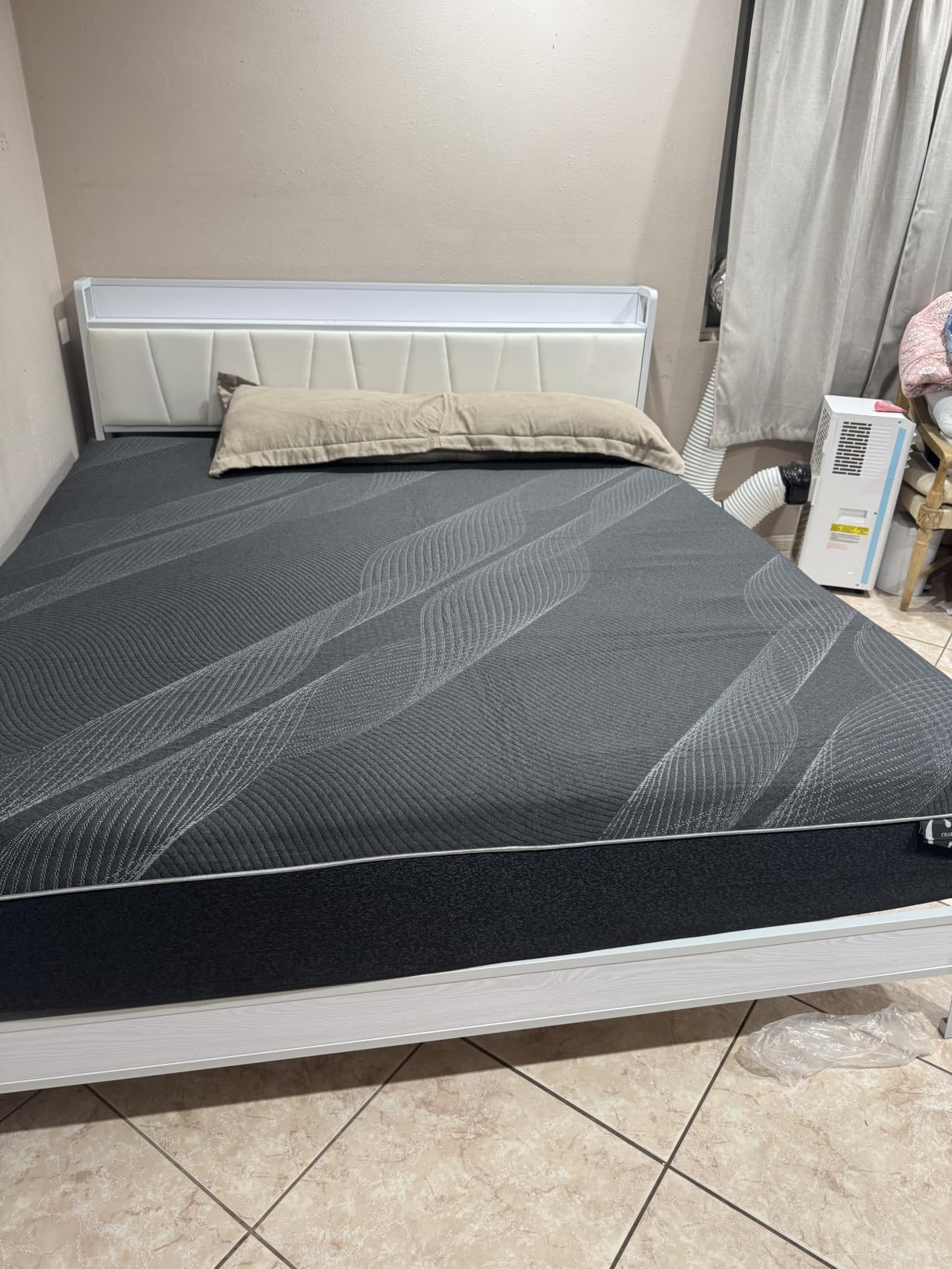 LIKIMIO Twin Size Bed Frame with Storage Headboard and Charging Station | Vintage Brown and Gray Upholstered Platform Bed Frame, Sturdy Noise-Free Metal Support, No Box Spring Needed, Easy Assembly customer photo 1