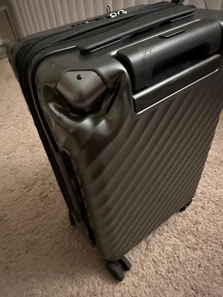Expandable Large Checked Suitcase, Charcoal Metallic, 28