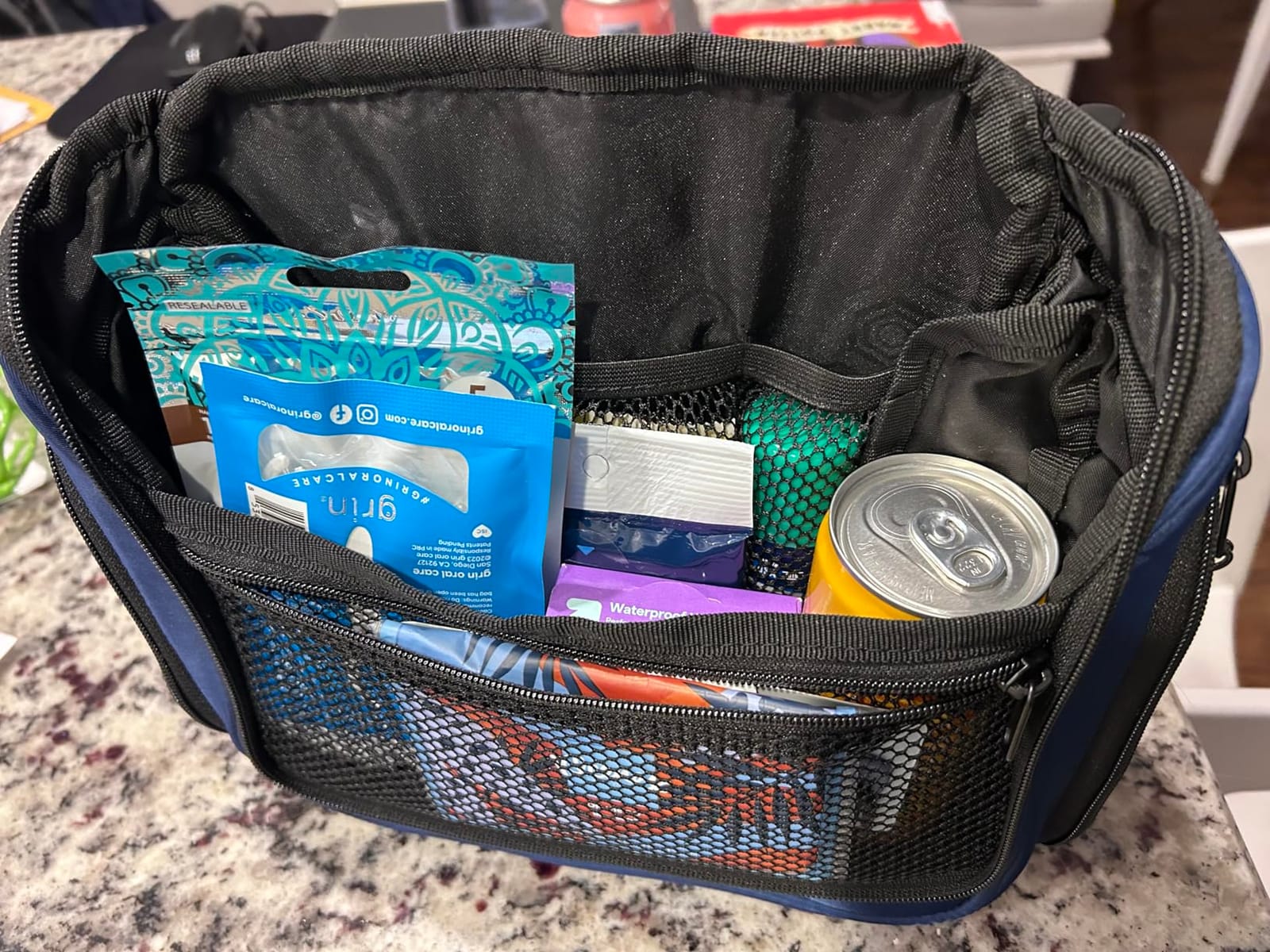 VENTURE 4TH Hanging Travel Toiletry Bag, 17 Compartments - Green Leaves | Hangs on rails, hooks or doors; stands upright too. Removable TSA pouch. Water-resistant 900D Nylon, reinforced stitching. customer photo 1