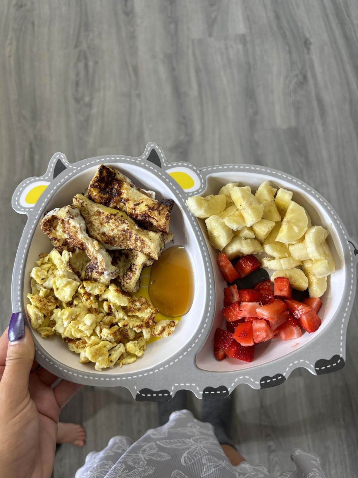 Bamboo Kids Dinnerware Set 5 Pcs Includes Plate Bowl Cup Fork Spoon Perfect for Kids BPA-Free (Rabbit) customer photo 2
