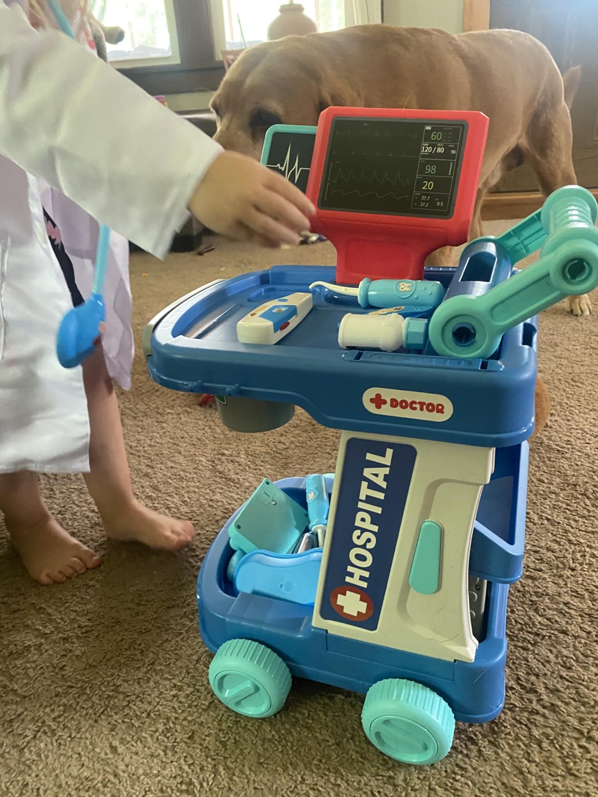 Fajiabao Doctor Kit for Toddlers 3-5 with Medical Cart Costume Stethoscope | Realistic Tools with Sounds & Lights Kids Doctors Play Set for Interactive Pretend Play Birthday Gifts for Boys Girls 27PCS customer photo 2