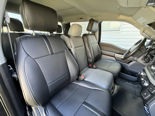 for Ford F150 Seat Covers 2015-2023 2024 2025 2026, Full Set Leather Waterproof Black Trucks Pickup Seat Covers Custom Fit for Ford F150 Accessories, Car Seat Cover for SuperCrew/CrewCab (XL, XLT) customer photo 1
