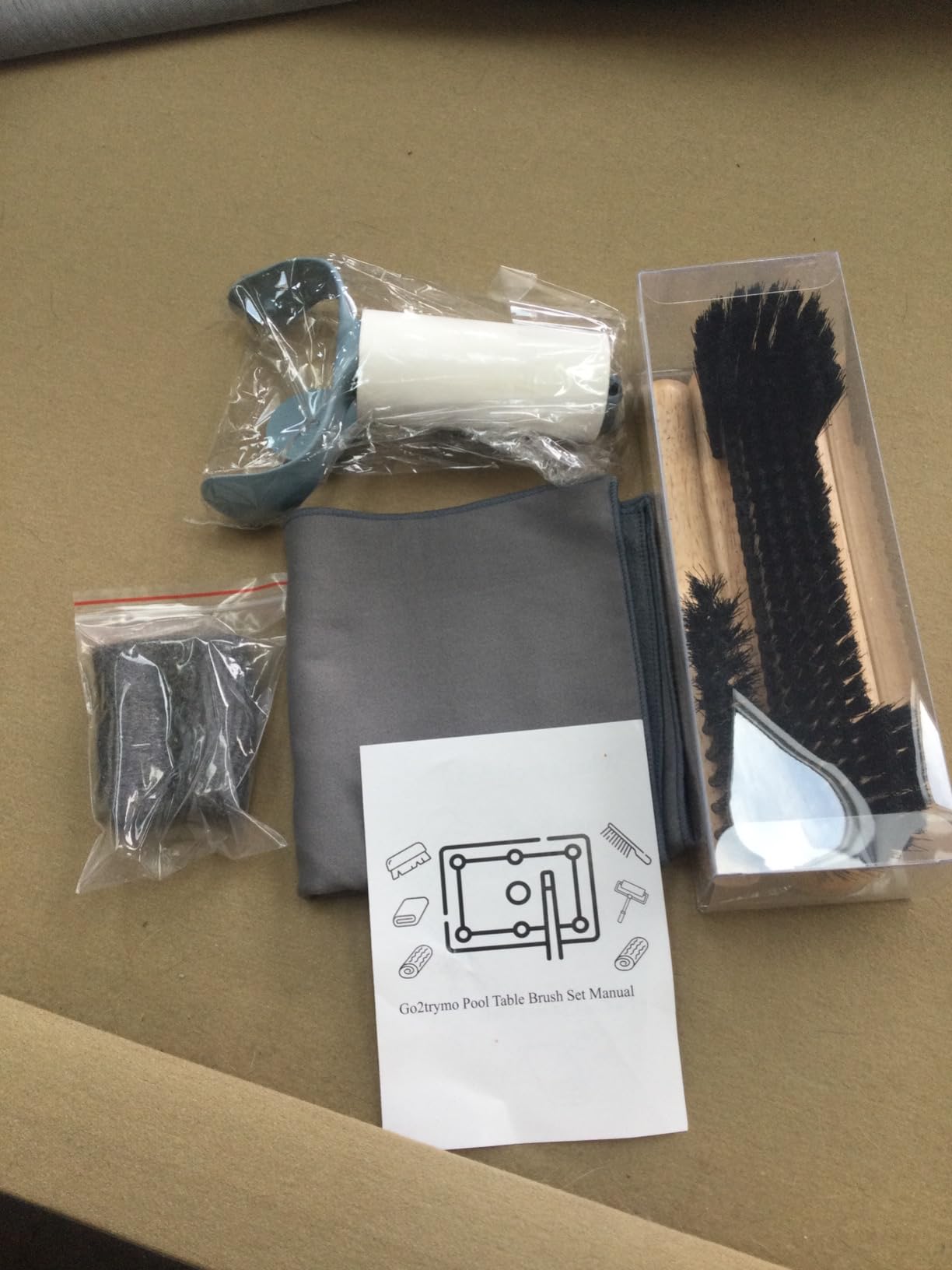 Pool Table Brush Set, Billiard Felt Cleaner 6-Piece Accessories | 2 Wooden Brushes for Felt and Rails, Cue Cloth, Ferrule Polish Cloth, Sticky Lint Roller, 6-in-1 Pool Table Cleaner Set customer photo 2