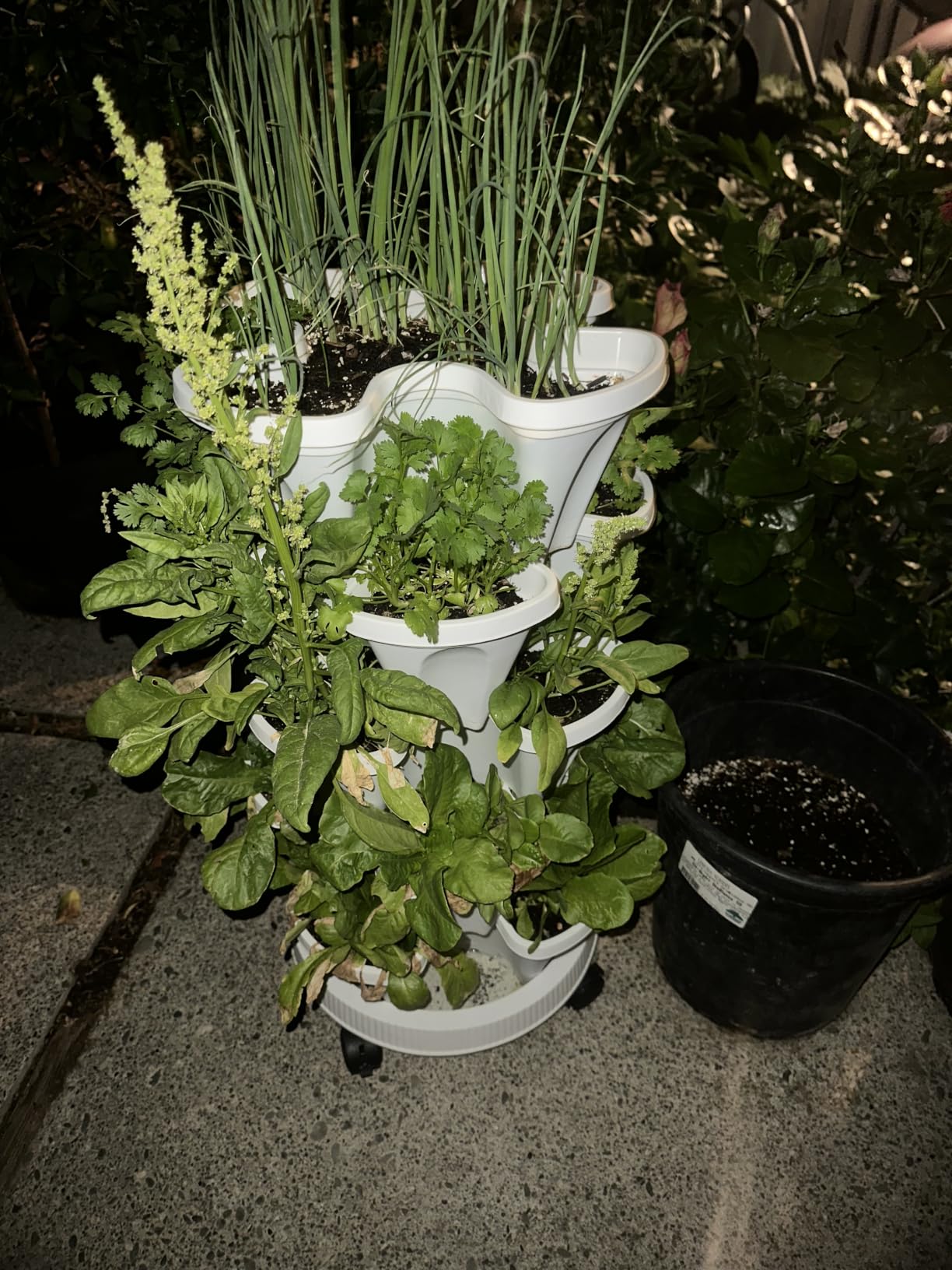 GameXcel Vertical Planter Tower - 5 Tier Stackable Garden Planters with Wheels and Tools (Dark Gray) customer photo 2