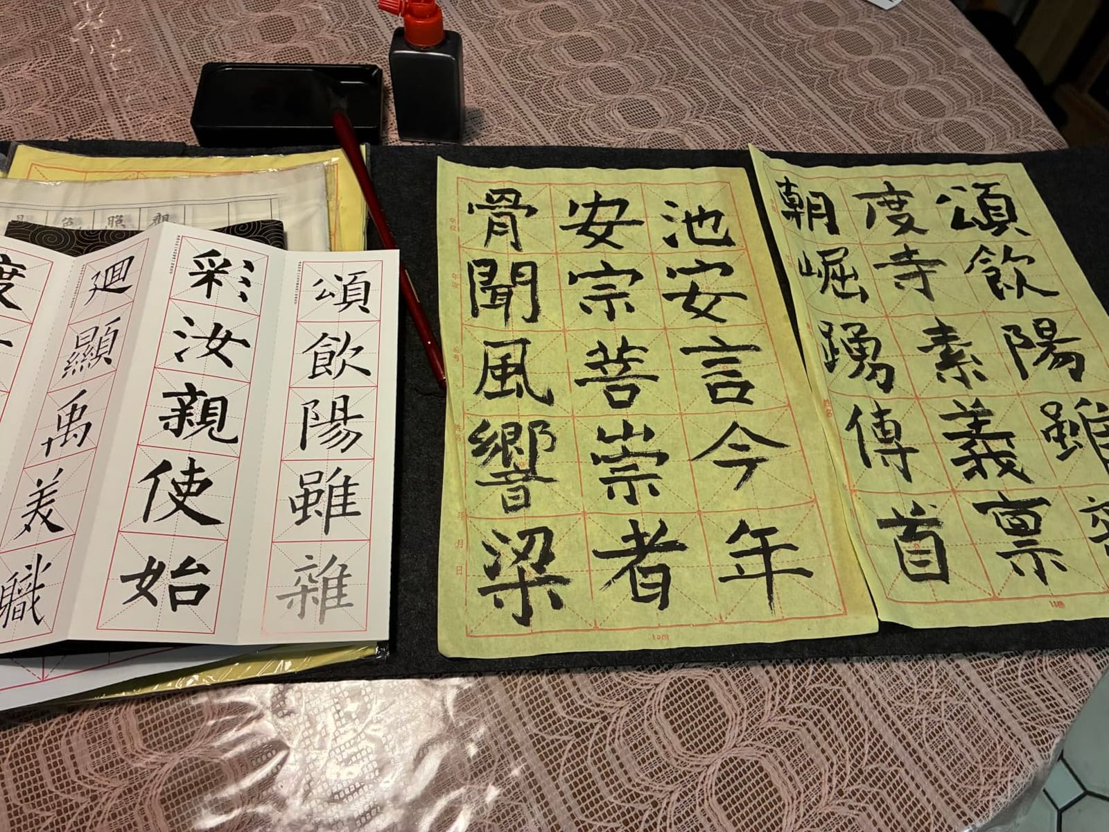 Buart 13pcs set Portable Chinese Calligraphy Set For beginner, Brush, Ink,Writing Paper, Inkstone, Sumi set with Roll-up Felt Mat For Calligraphy class customer photo 1