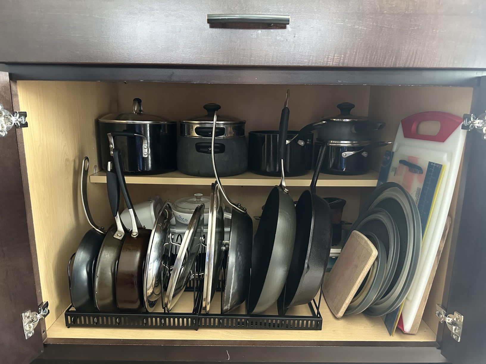 MUDEELA Expandable Pot Pan Lid Organizers inside Cabinet, 10 Divider-Black | Expandable 11.8-22.9