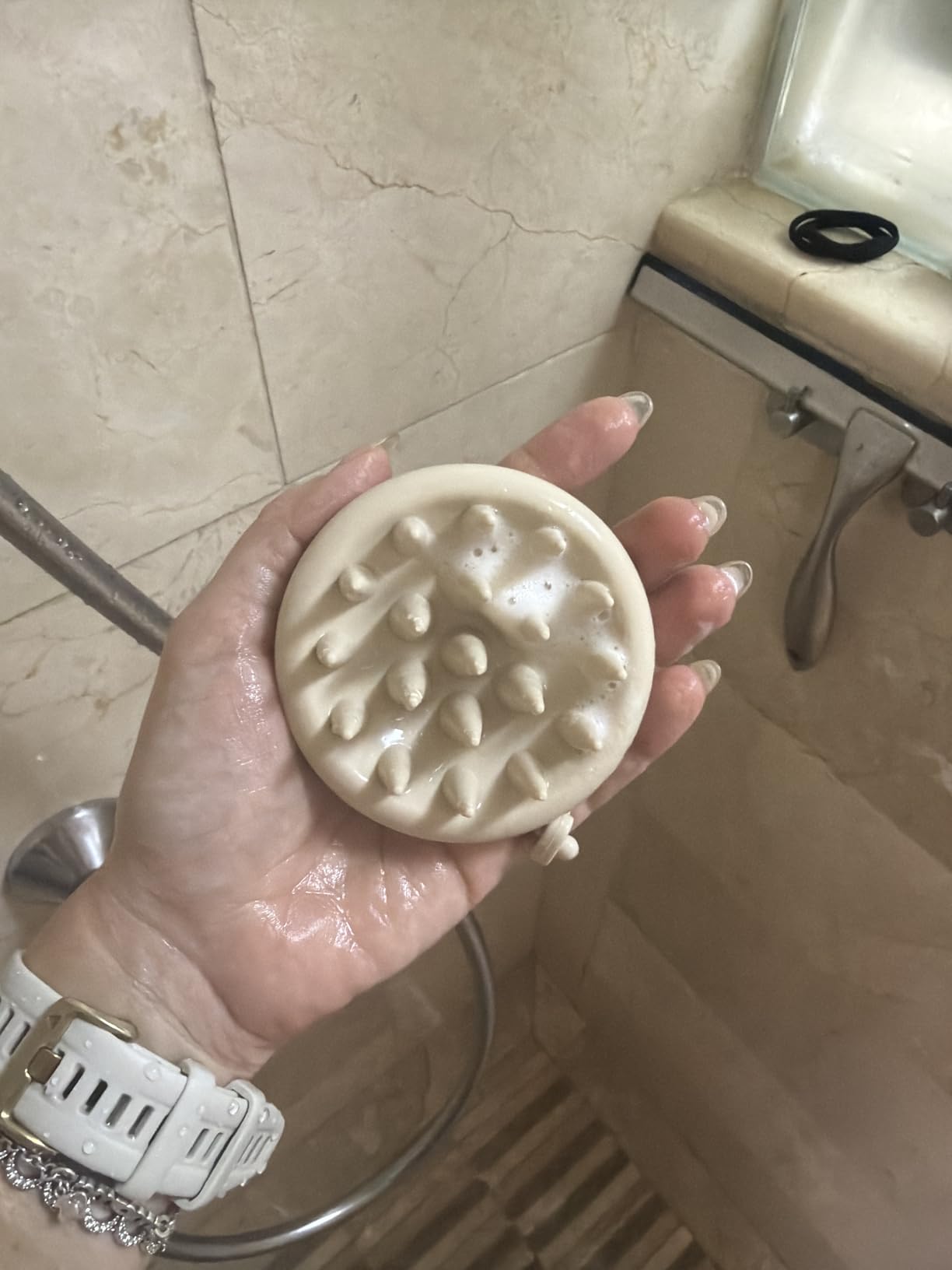 AIMIKE Scalp Massager Shampoo Brush, Soft Silicone Scalp Scrubber | Scalp Brush & Exfoliator for Washing Hair Dandruff, Scalp Massager Hair Growth Stimulator, Wet Dry Hair Scrubber - Oatmeal customer photo 1