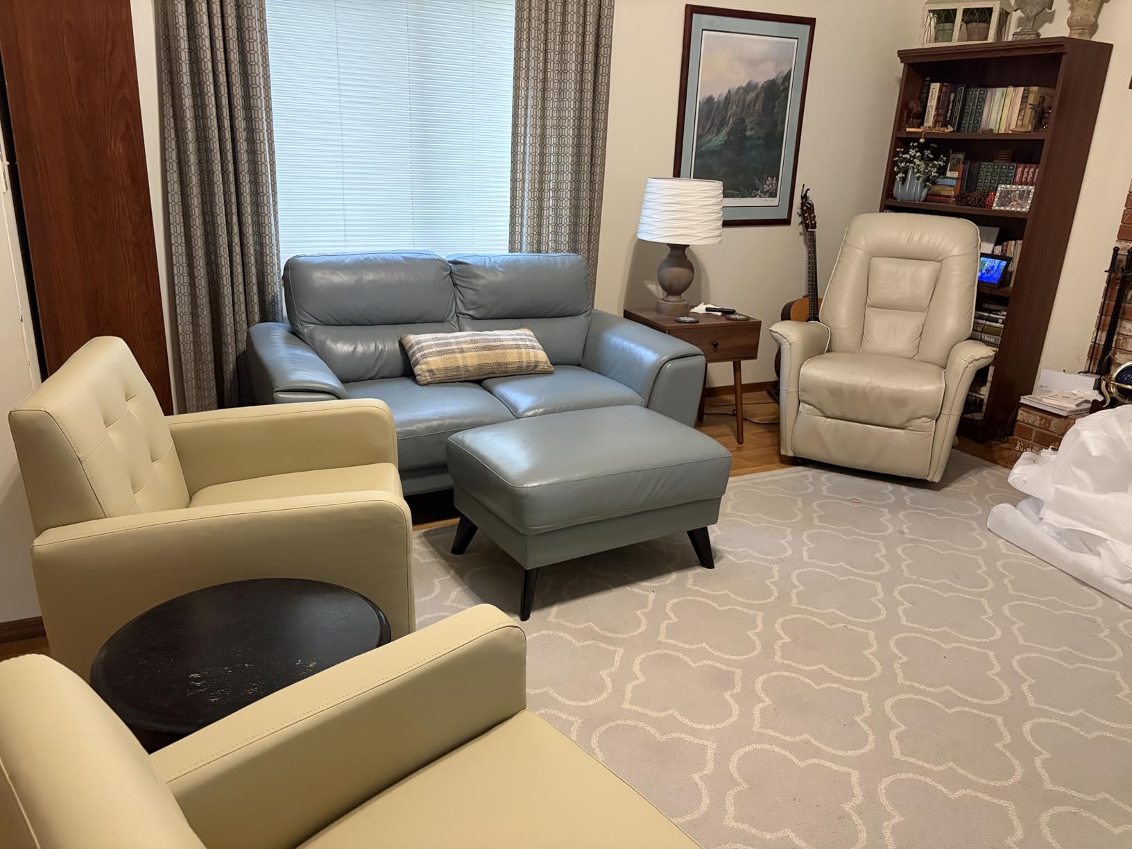 Mid Century Accent Chairs Set of 2 Living Room Chairs Retro Brown | Faux Leather Upholstered Sillones Para Sala, Modern Reading Nook Chairs, Button Tufted Back, Rubberwood Legs, Bedroom Office customer photo 2