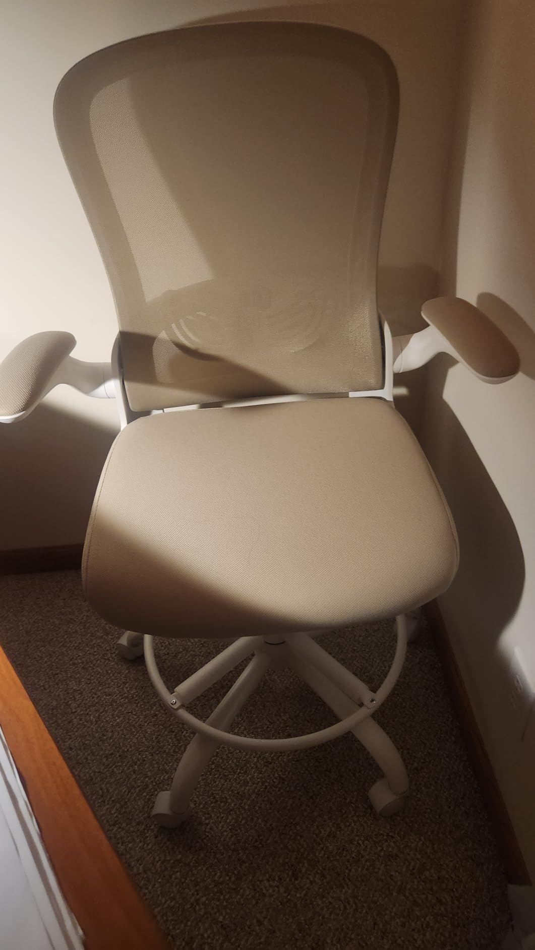 ErGear Drafting Chair with Footrest Ring and Flip-Up Arms for Tall Desks | 8 inch seat height=