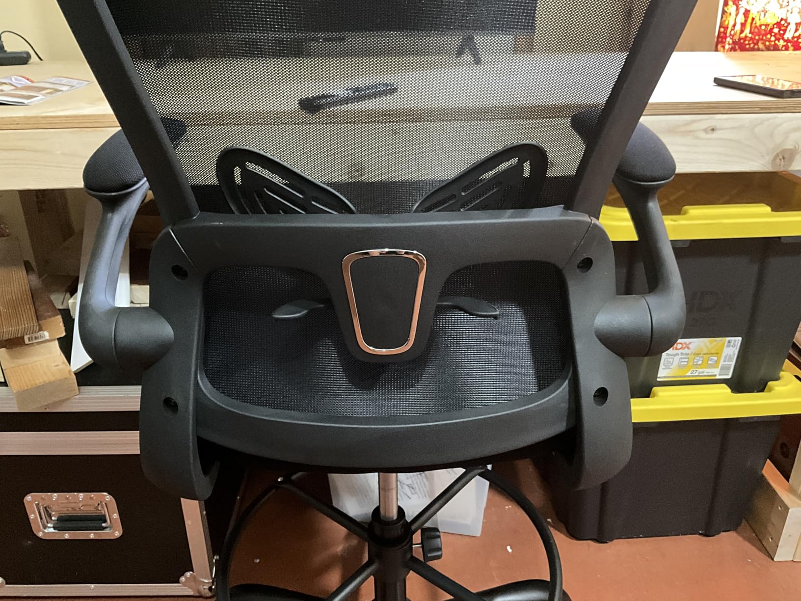ErGear Drafting Chair with Footrest Ring and Flip-Up Arms for Tall Desks | 8 inch seat height=