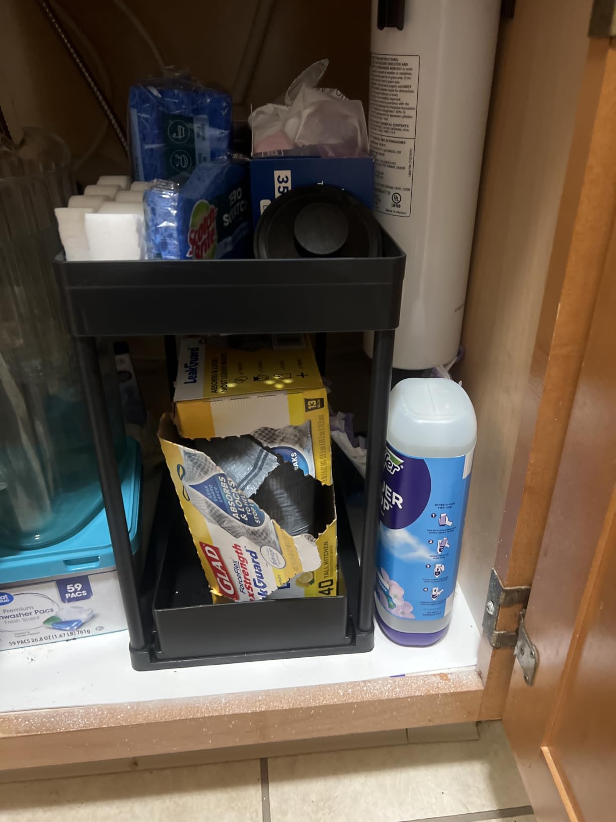 DEKAVA Cabinet, 2 Pack Under Sink Organizer, 2 Tier Sliding Bathroom Kitchen Organizer, Large White ABS Baskets, Easy Install & Clean customer photo 2