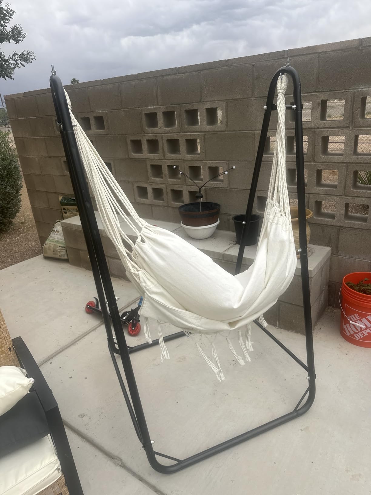 Unique U-Shaped Hammock Chair with Stand, Sturdy & Rust-Resistant, Free Gray Cotton Hammock Chair | U-Shape Anti-Tip Base, Steel Frame, Cotton Chair, Head Pillow, Side Pocket customer photo 1