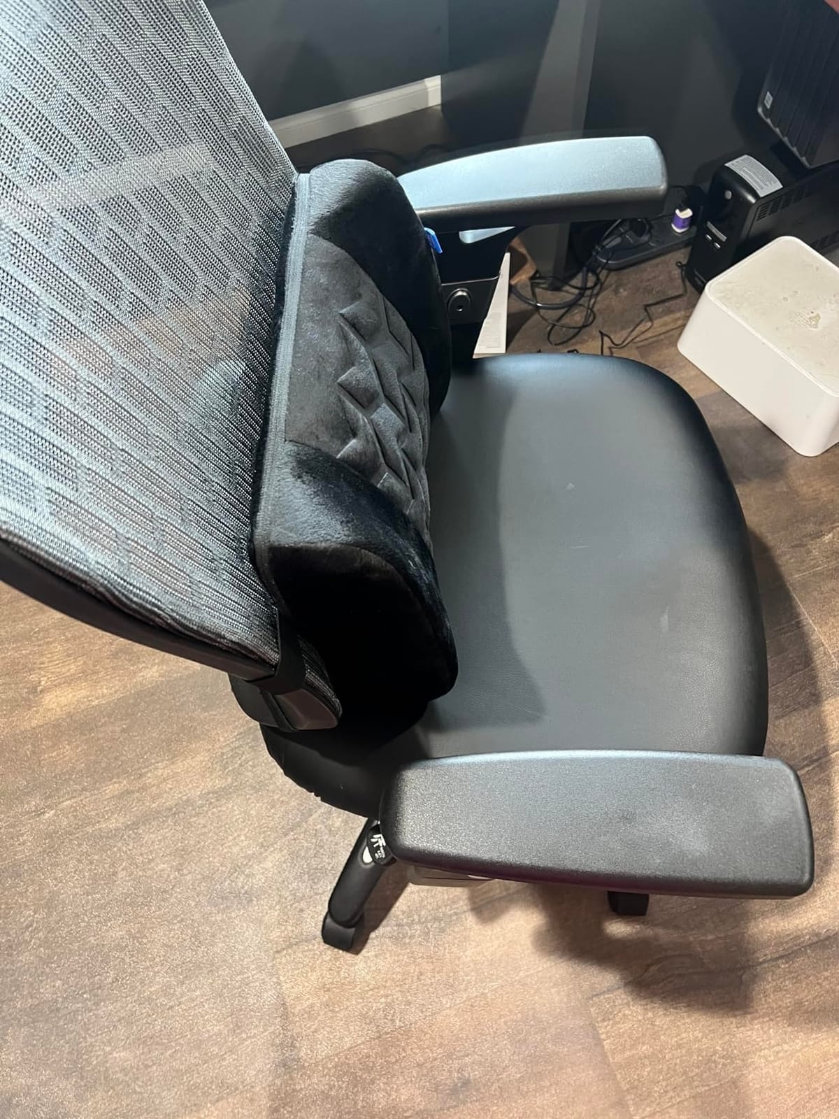 CILI Lumbar Support Pillow for Office Chair, Heated Back Support Pillow with Vibration, Back Massager for Chair, Back Rest Cushion Pillow for Desk Chair Sofa, Gifts for Mom Dad Women Men customer photo 2