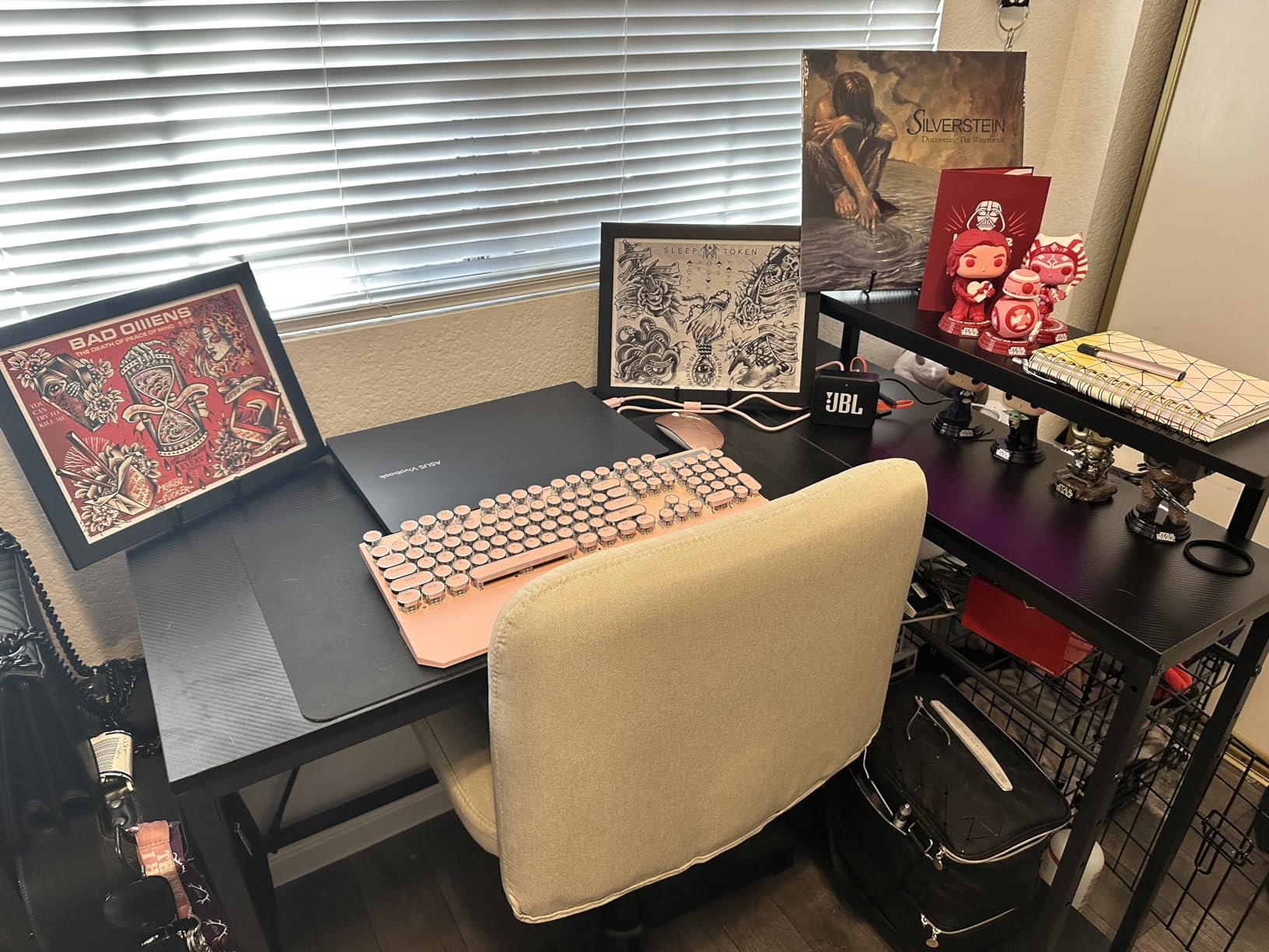 Bestier 58-Inch L-Shaped Gaming Desk with Charging & LED, Black | Charging 3AC+2USB, RGB LED Strip, Reversible Shelves, Monitor Stand, Headphone Hook, Metal Mesh Shelf customer photo 1