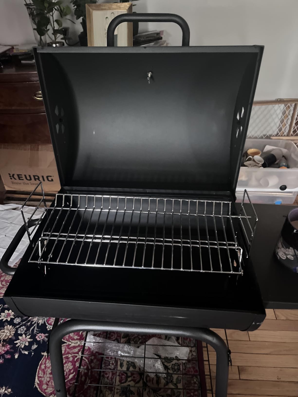 Charcoal Grill with Side Table, Barrel BBQ Grill 500 Sq In Cooking Area | Charcoal Outdoor BBQ Grill, for backyard, camping and picnic outdoor barbecue cooking by DNKMOR customer photo 2