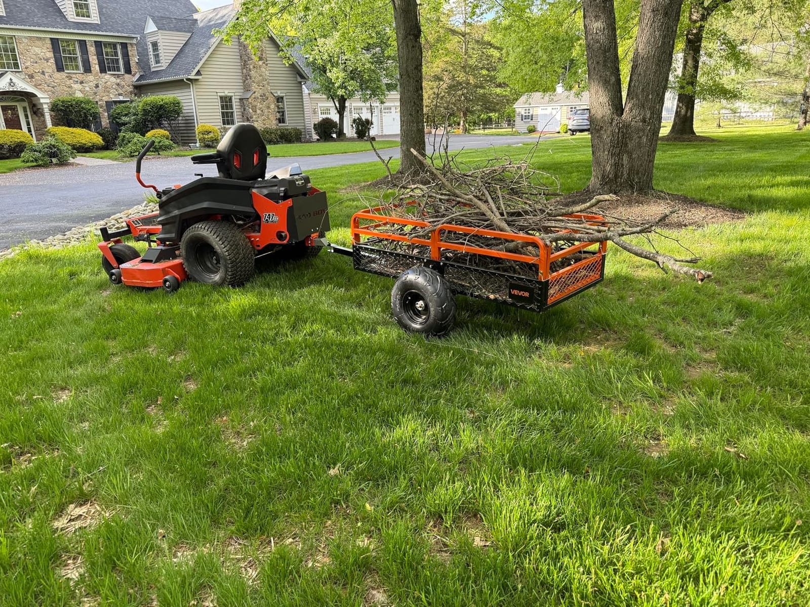 VEVOR Heavy Duty ATV Trailer Steel Dump Cart Tow Behind, 750 lbs 12 Cubic Feet, Garden Utility Trailer Yard Trailers with Removable Sides for Riding Lawn Mower Tractor customer photo 1