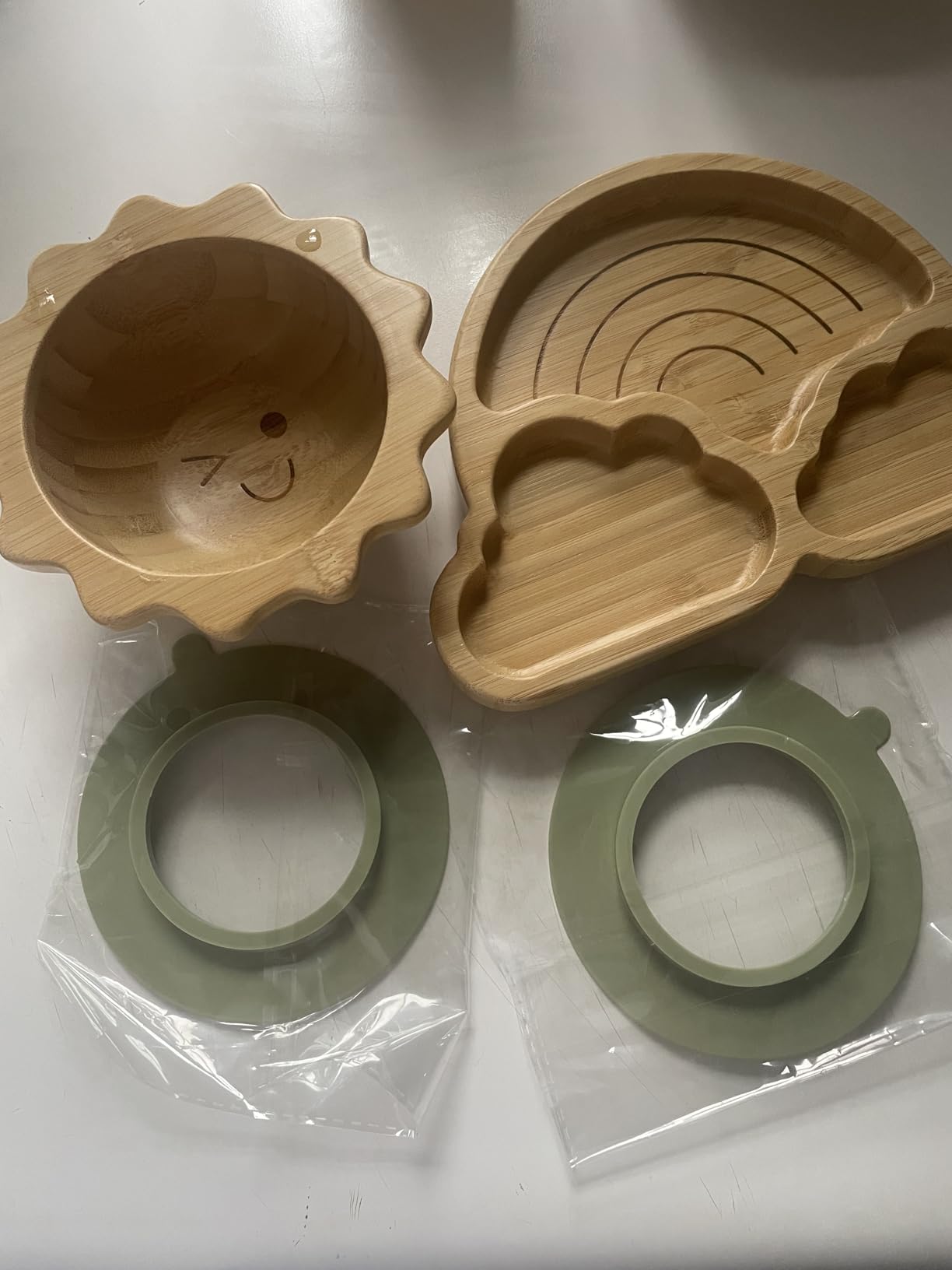 Bamboo Suction Plates Bowls Set for Baby Toddler Divided Platter Food Bowl with Silicone Fork & Spoon customer photo 1