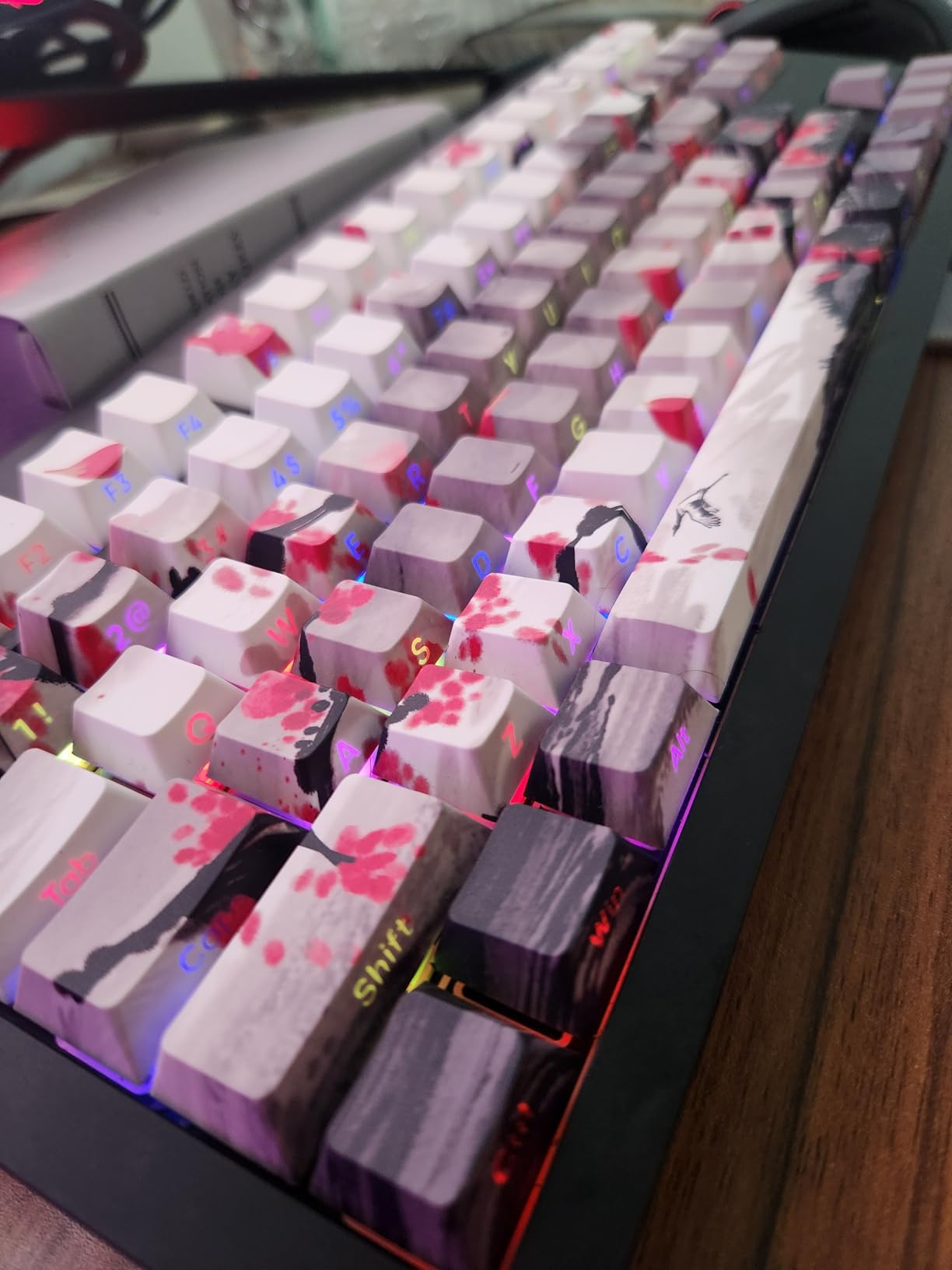 Tsungup PBT Keycaps Set - Custom Keycaps for Mechanical Keyboard Keycaps | Landscape Painting Side Print Shine Through DoubleShot 135 Keys Cherry Profile Keycaps for Cherry MX Switches Mechanical customer photo 1