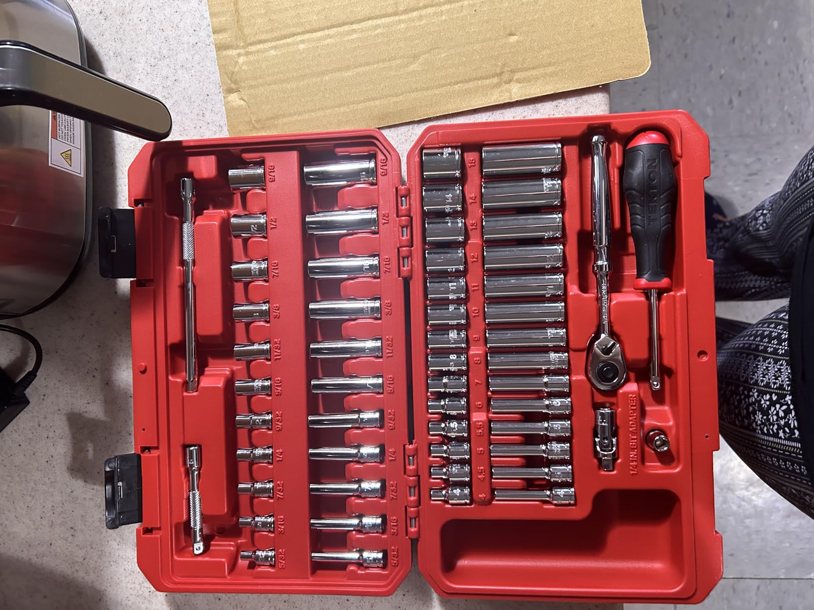 TEKTON 1/4 Inch Drive 12-Point Socket and Ratchet Set, 56-Piece | SKT05304 customer photo 2