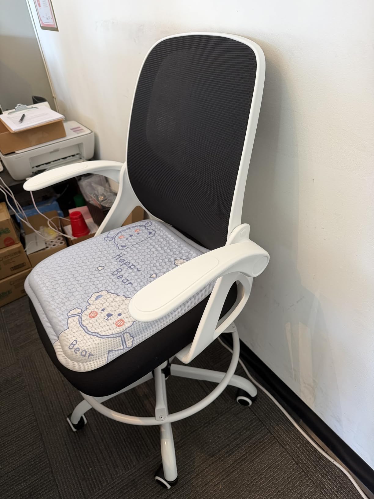 Kensaker Drafting Chair Tall Office Chair, Ergonomic Standing Desk Chair with Adjustable Foot Ring and Flip-up Armrests, Mesh Computer Chair for Art Studio, 300 LBS, Black customer photo 2