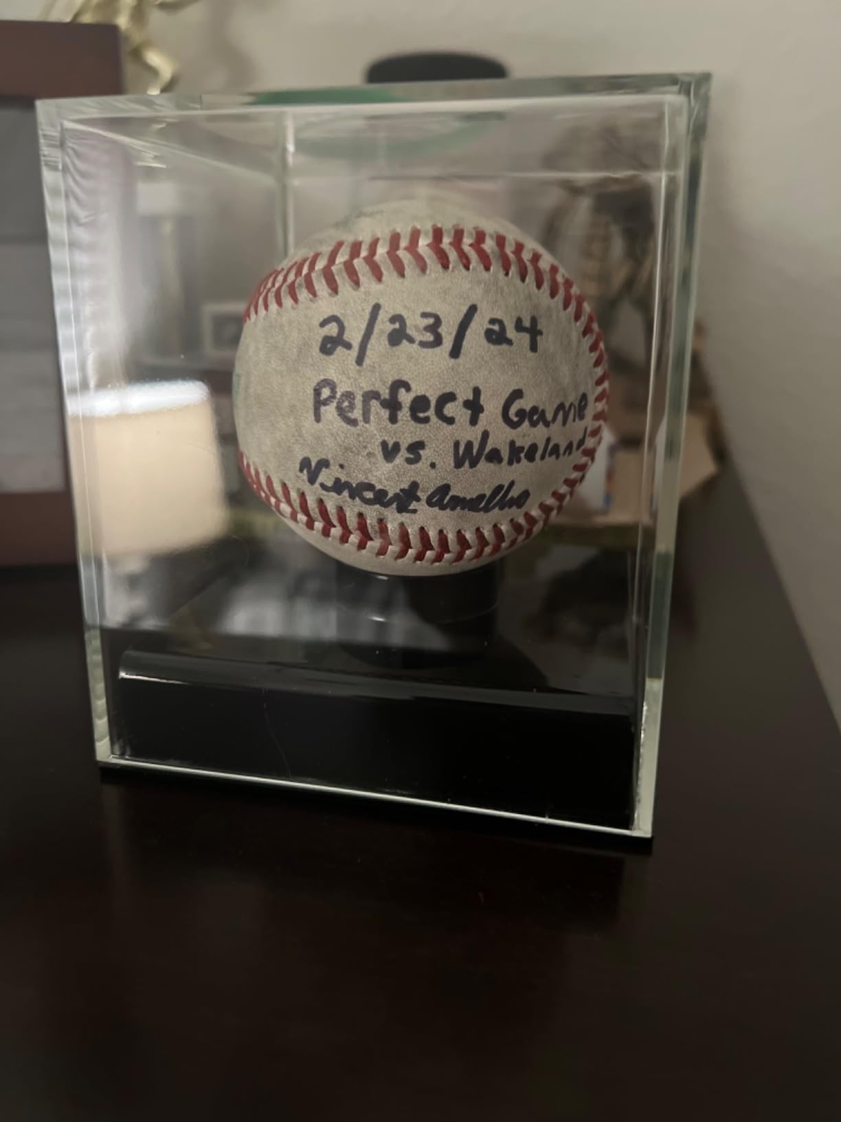 Acrylic Baseball Display Case UV Protected Clear Holder | Clear Baseball Case Display for Balls with Rounded Base Design, Protects and Showcases Sports Memorabilia Collections customer photo 1