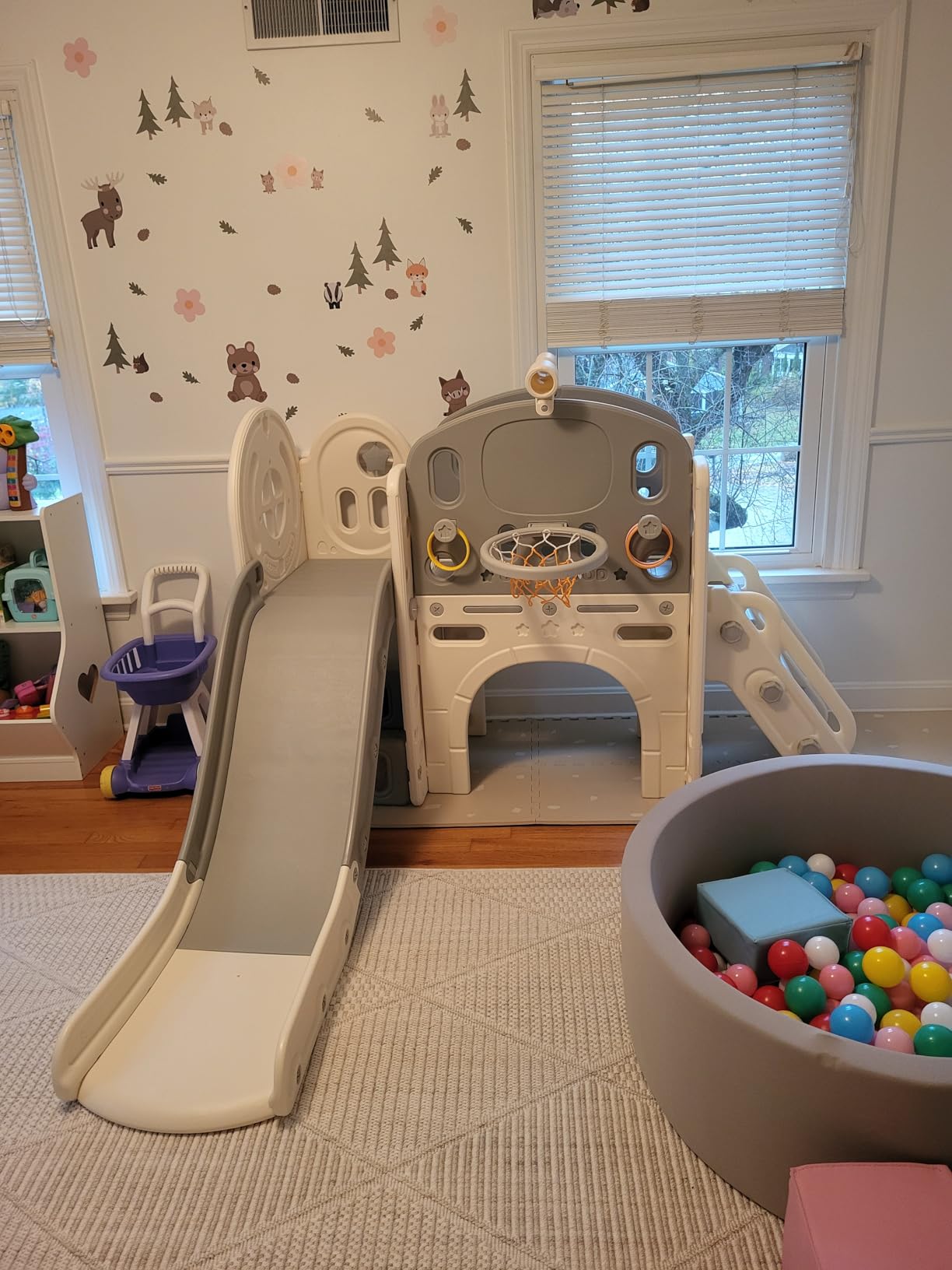BIERUM 9 in 1 Toddler Slide, Baby Slide for Toddlers Age 1-3 Outdoor Indoor | Toddler Slide with Ring Toss, Basketball Hoop and Telescope, Indoor Outdoor Playset Playground for Age 1-3 Beige Coffee customer photo 1