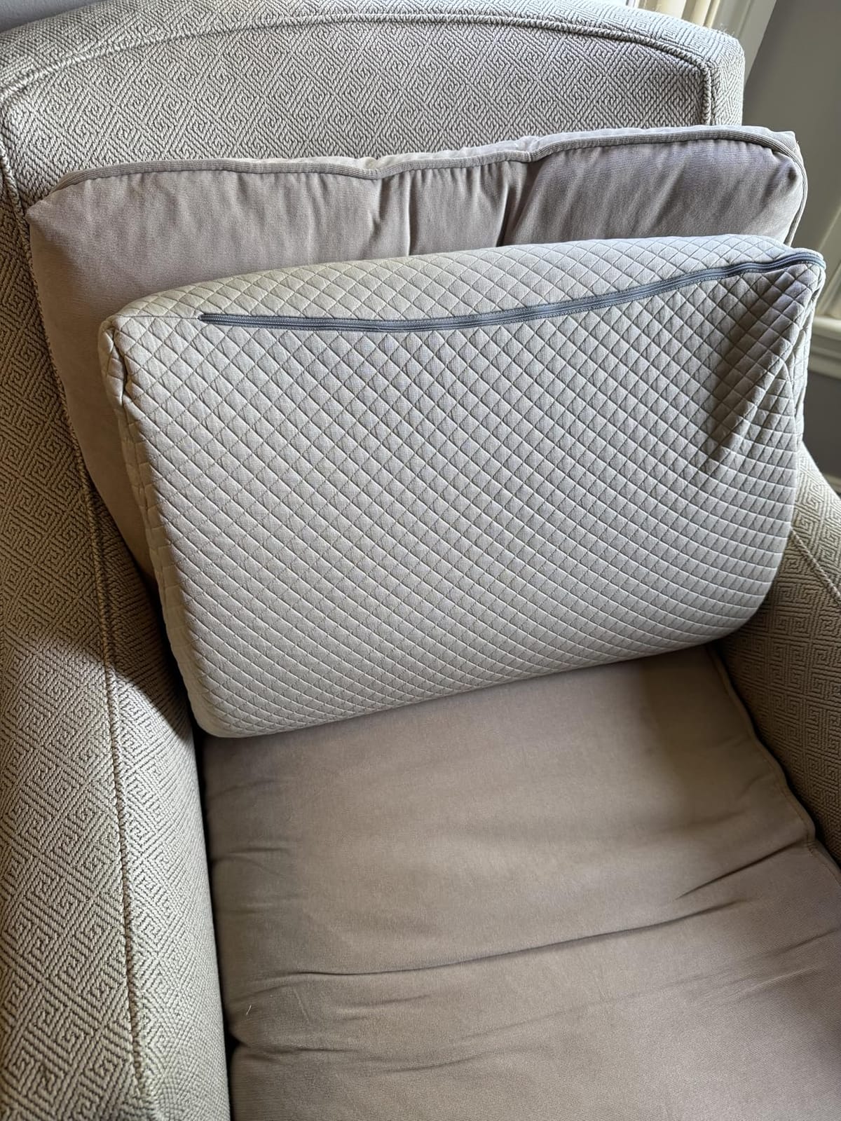 HOMBYS Lumbar Support Pillow for Recliner Chair, Memory Foam Back Support Cushion for Elderly, Extra Large Lumbar Support Pillow, Thick Backrest for Home Reading (Grey, 20