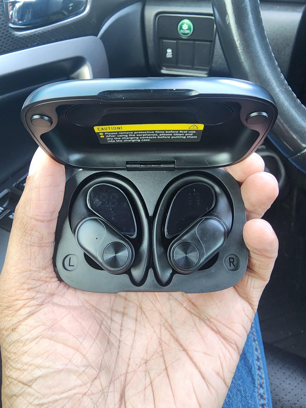 PocBuds Bluetooth Headphones Wireless Earbuds 80hrs Playtime Wireless Charging Case Digital Display Sports Ear Buds with Earhook Deep Bass IPX7 Waterproof Over-Ear Earphones customer photo 2