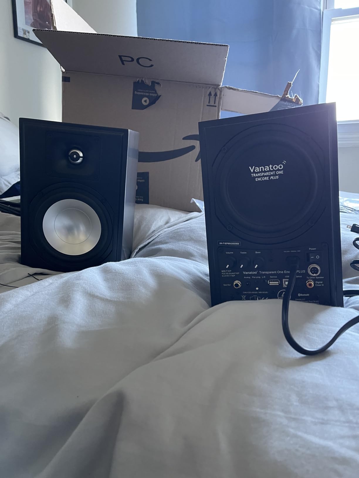 Black Transparent One Encore Plus Near Field Studio Monitor Speakers Pair for TV, PC, Gaming. Powered Speakers for Desktop and Room. AUX, USB, Bluetooth, Toslink Optical, Coax, Remote. customer photo 2