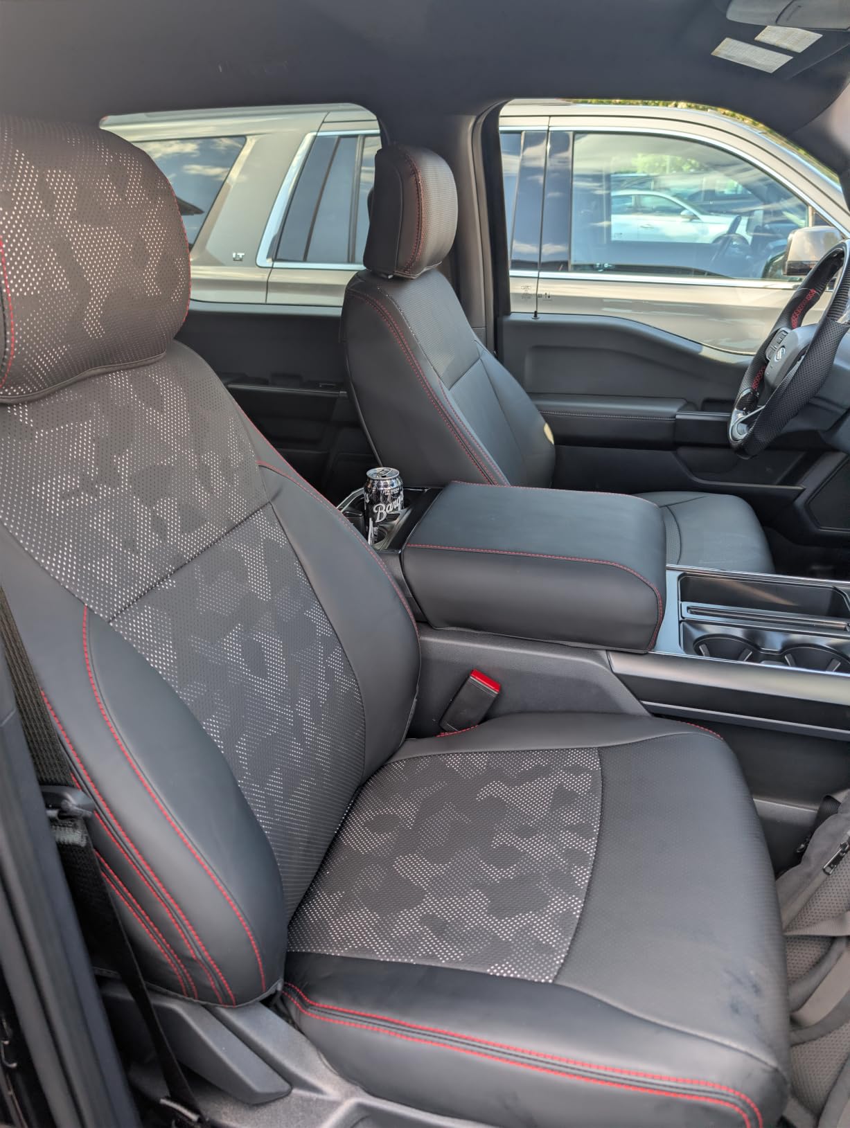 Carlimeki Premium Faux Leather Seat Covers, Fully Covered, Fit Like a Glove | for Ford F150 SuperCrew XL XLT STX (2021-2026) & F250/F350/F450 Crew Cab XL XLT (2023-2026) - for 40/Console/40 Front Seat customer photo 1