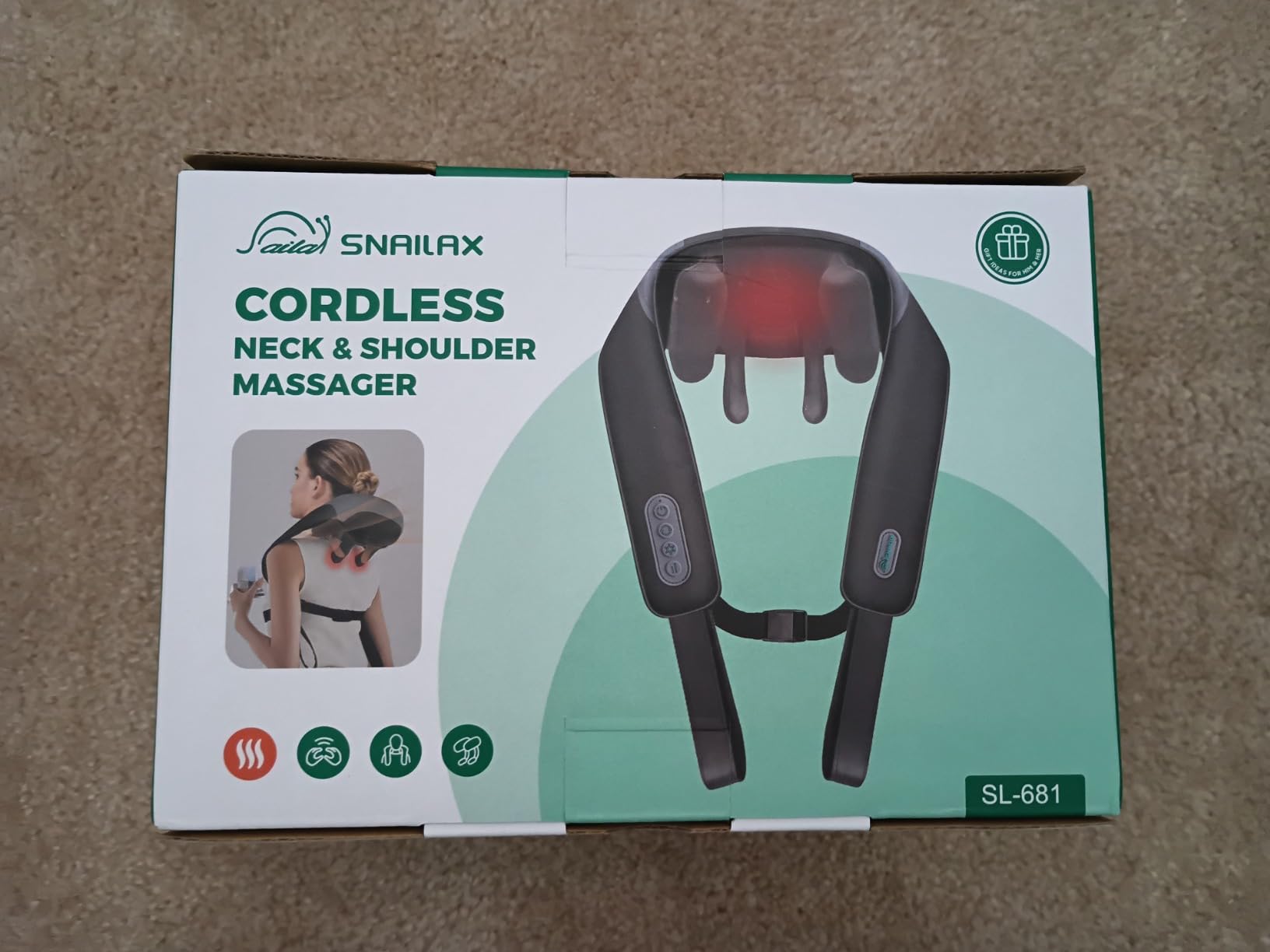 Snailax 4D Cordless Neck and Shoulder Massager with Heat and Kneading | 2 Shiatsu Modes, 3 Speeds, 2 Heat Levels, 100-Min Runtime, Hands-Free Strap, Washable Sleeve customer photo 1