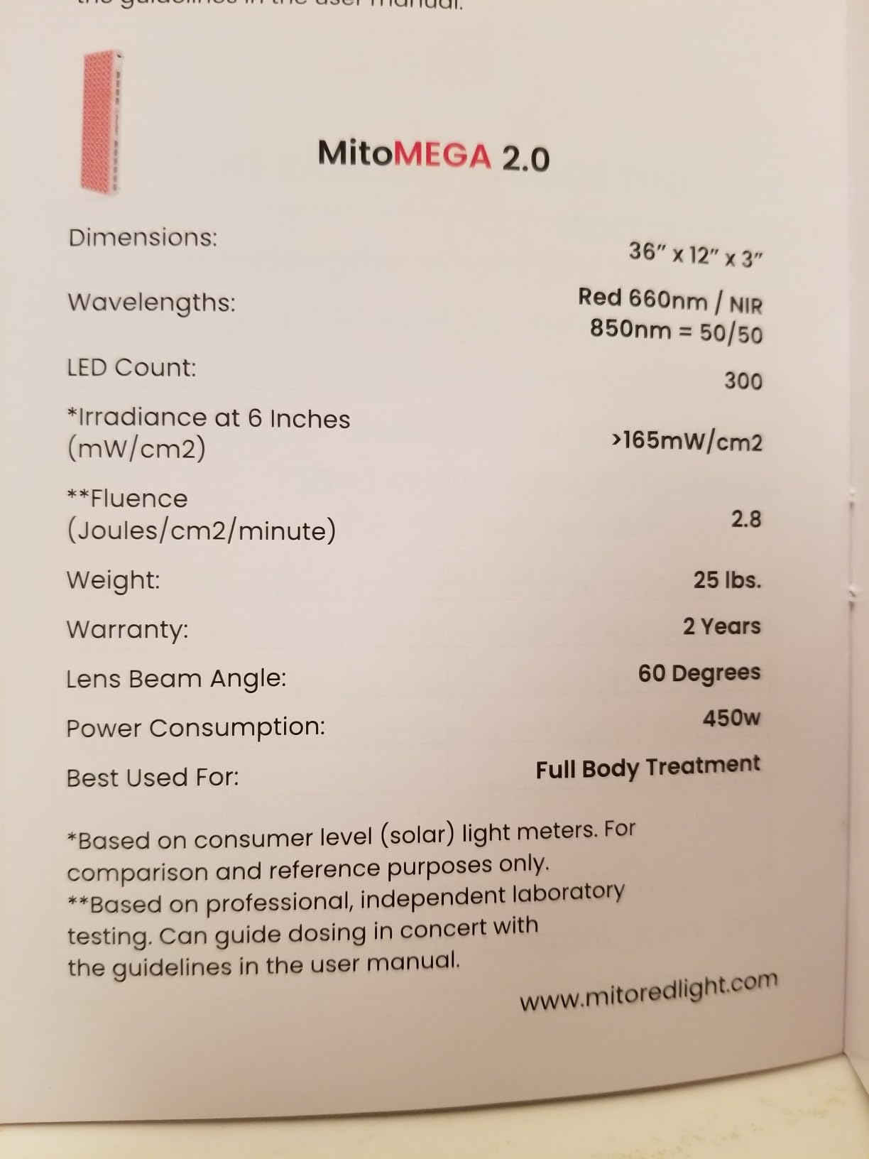 Mito Red Light - MitoMEGA 2.0 Red Light Panel - Red Light Therapy for Face and Neck - Red Light Therapy Panel - Red Light & Near Infrared Red Light Therapy - At-Home Red Light Therapy for Body customer photo 2